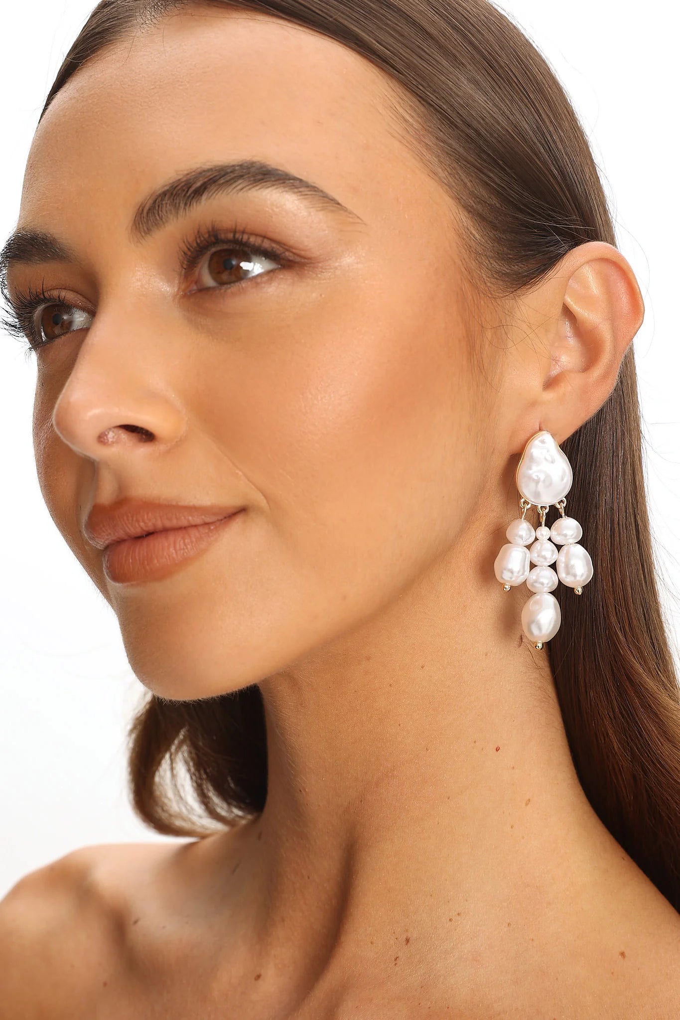Eda Drop Pearl Earrings Gold