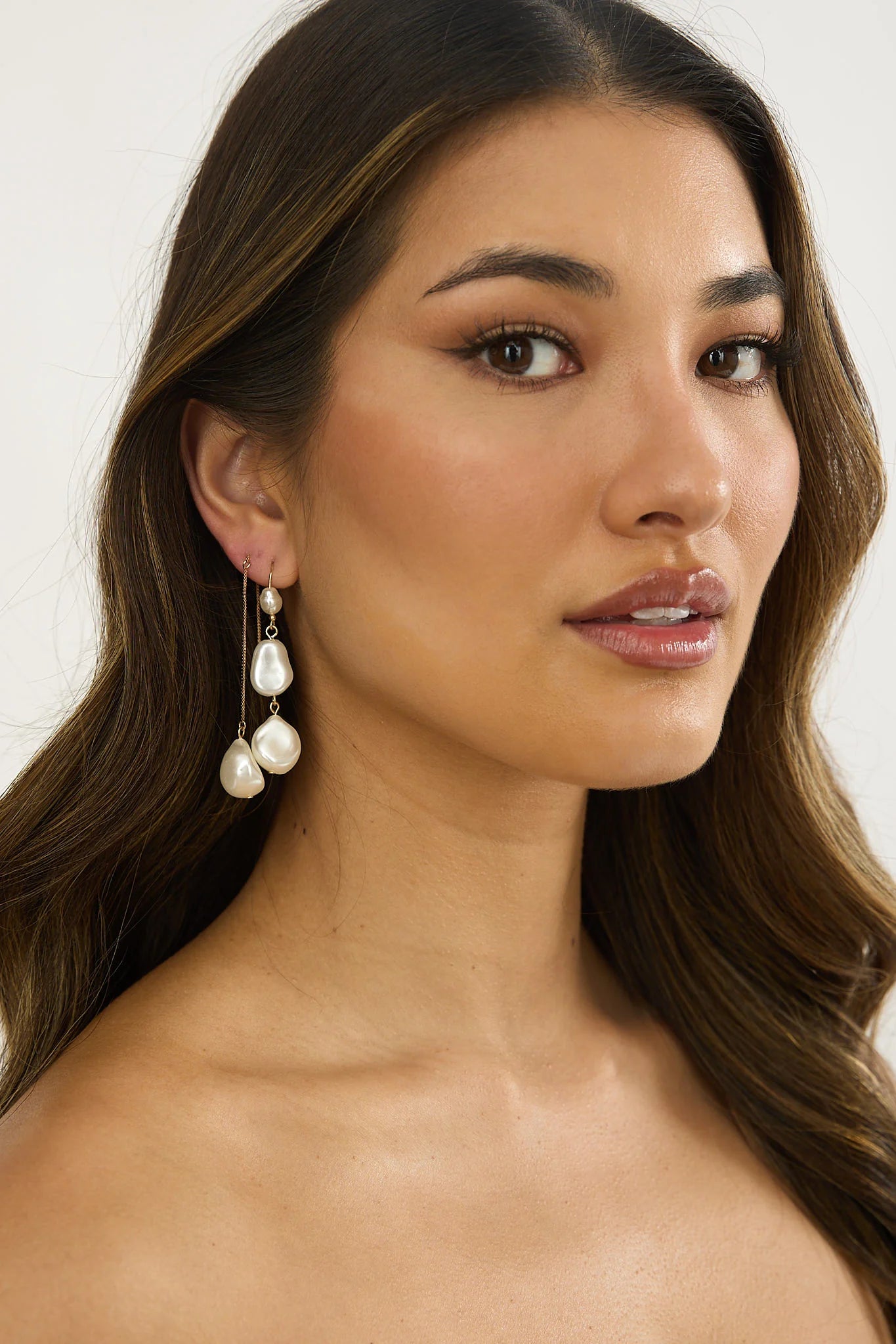 Ninette Faux Pearl Droplet Earrings Gold/Pearl