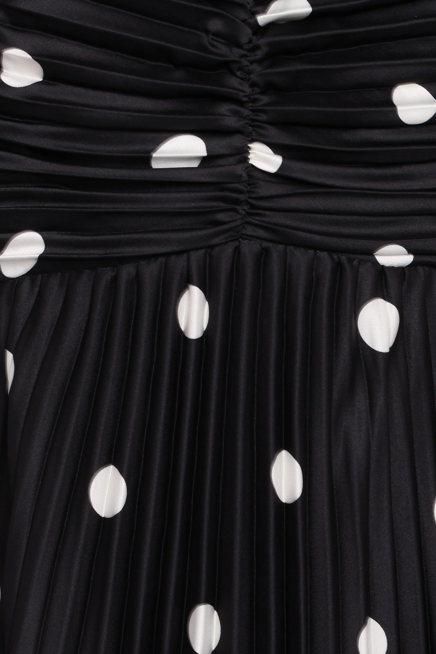 Naira Pleated Maxi Dress - Black Polka Dot