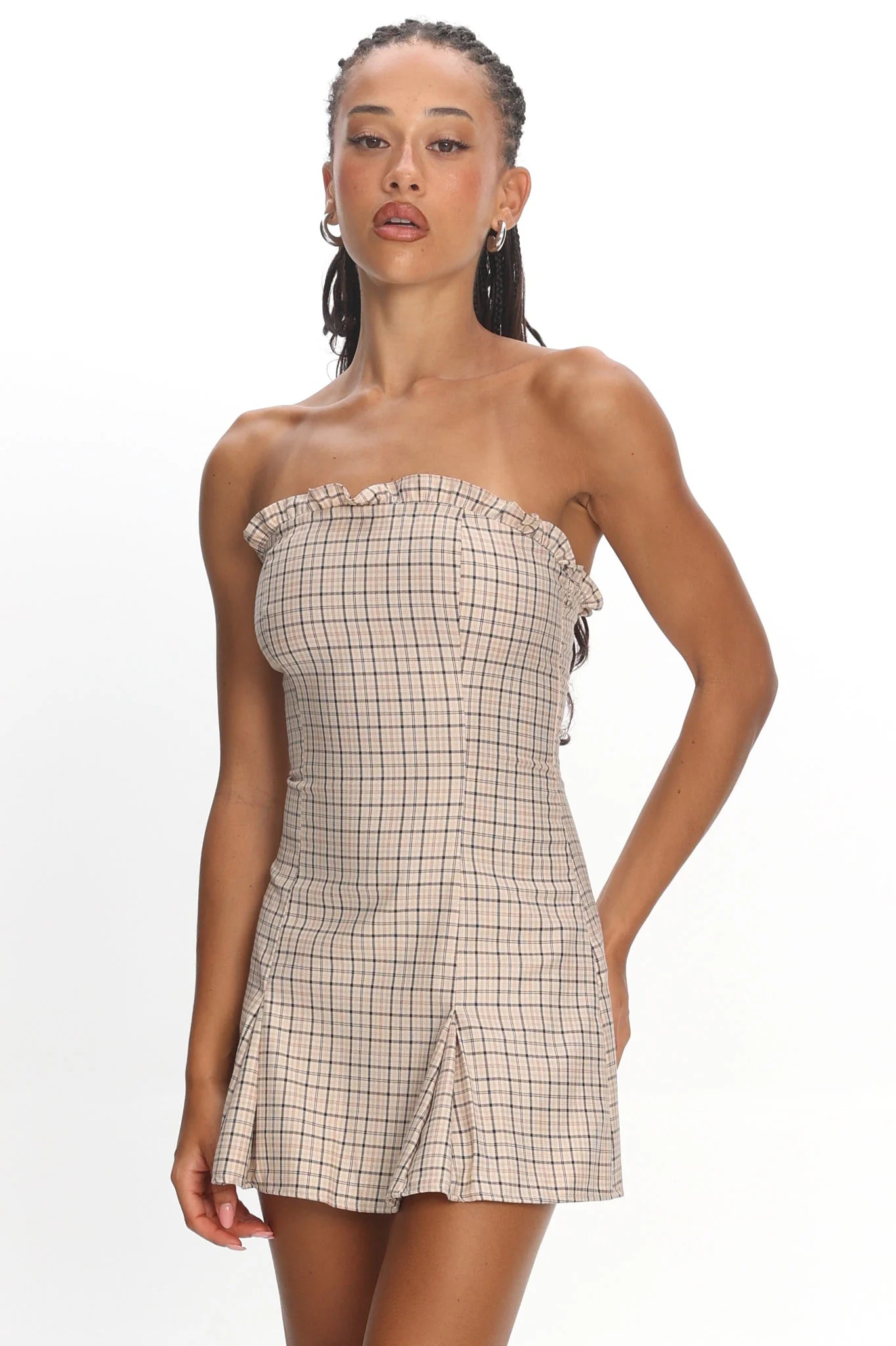LIONESS Nautica Mini Dress Almond Plaid