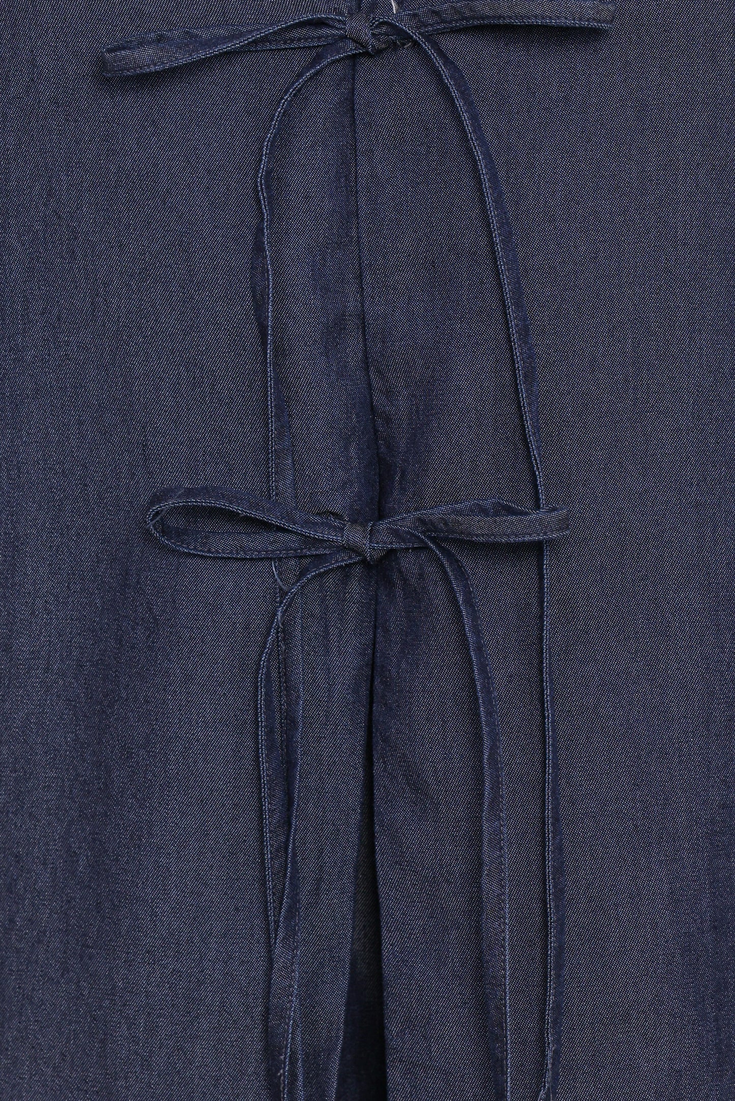 Aaliyah Chambray Tie Front Top - Dark Wash