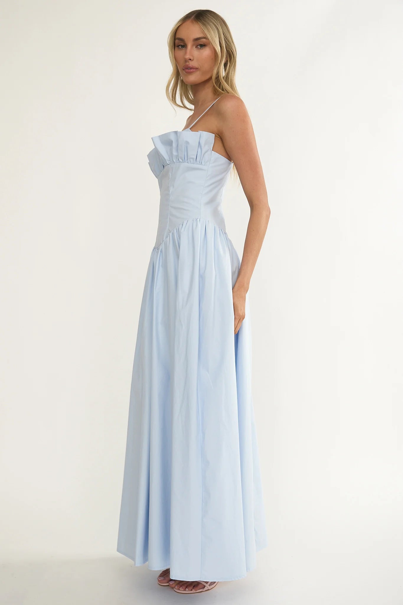 Pailin Frill Bust Maxi Dress Blue
