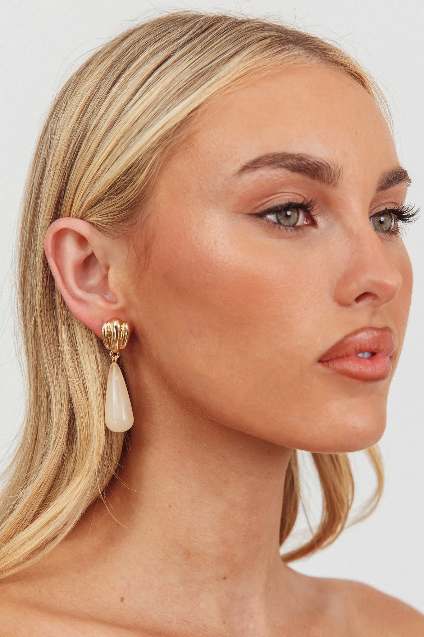 Salem Droplet Earrings Gold/Ivory Tort