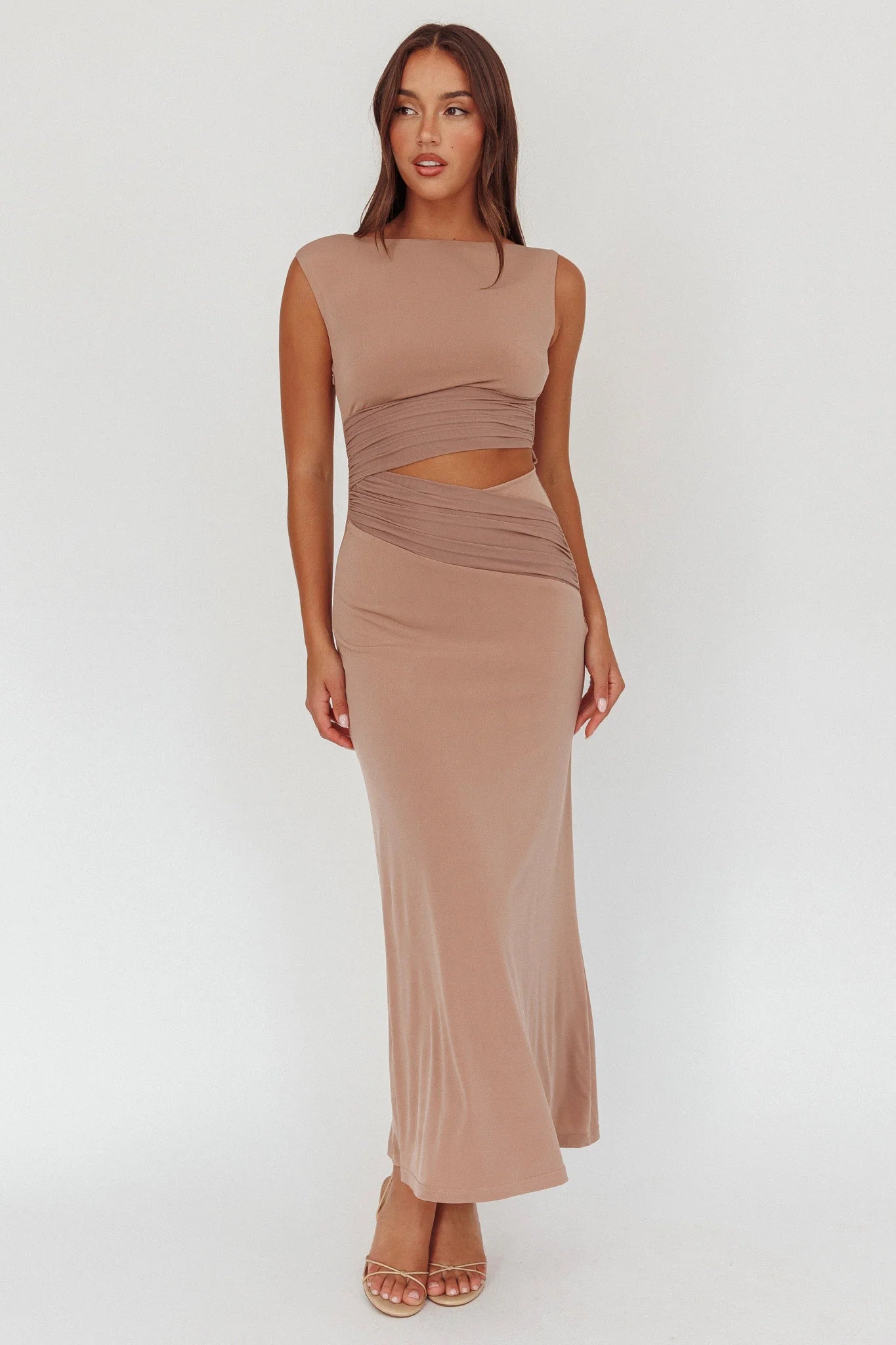 Costa Cut-Out Waist Maxi Dress Ecru