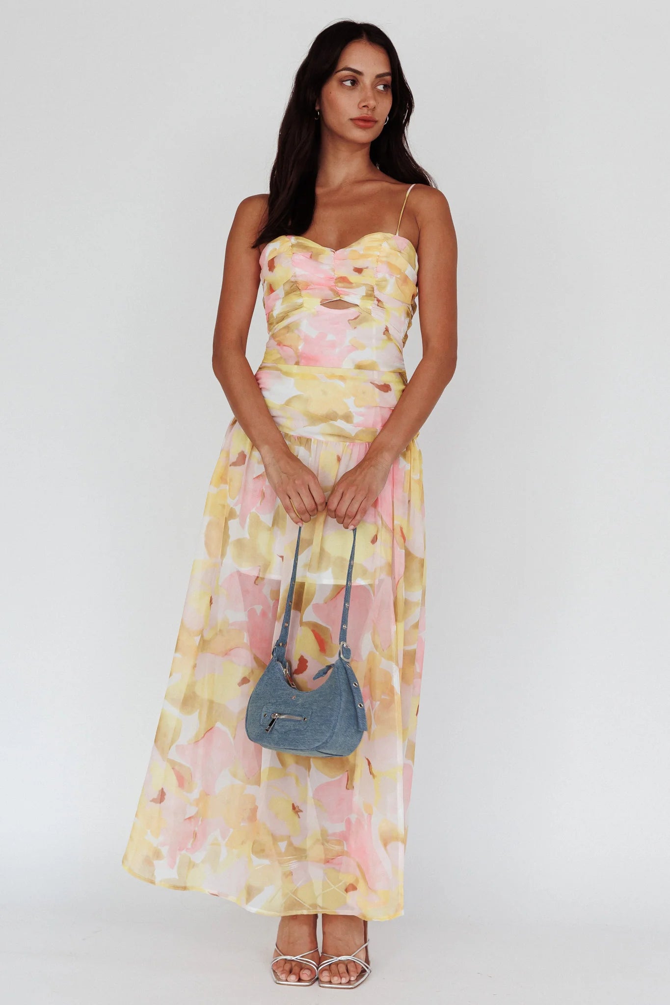 Stars Are Blind Tied Back Midi Dress Floral Pink