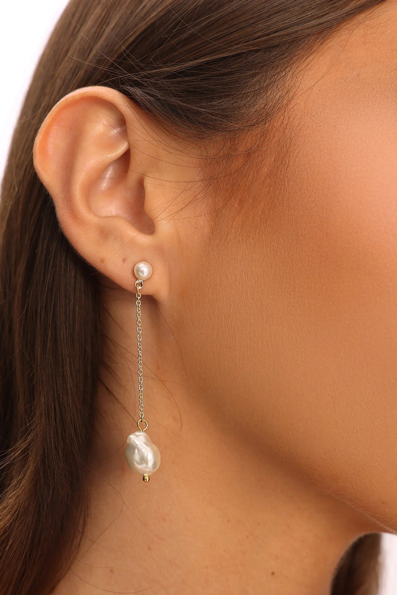 Rosamund Pearl Drop Earrings Gold