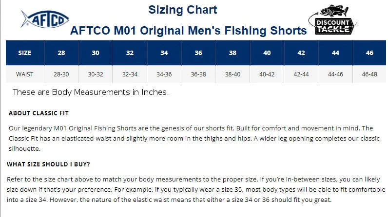 AFTCO M01 Original Men's Fishing Shorts