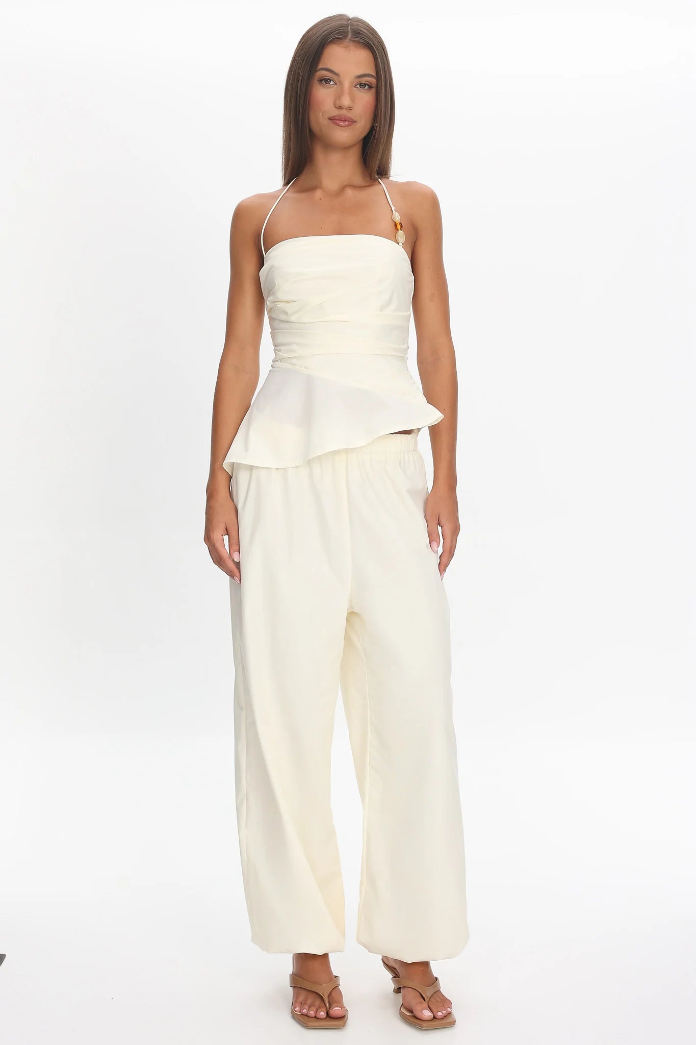Tilah Drawstring Balloon Pants Cream