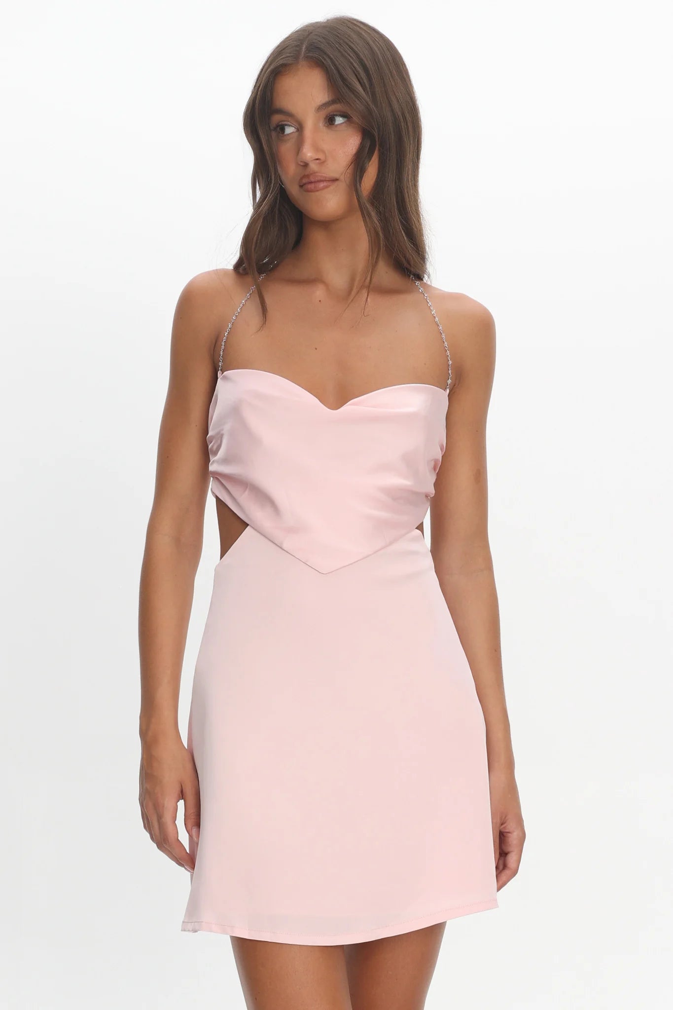 Keke Bead Strap Cut-Out Mini Dress Blush