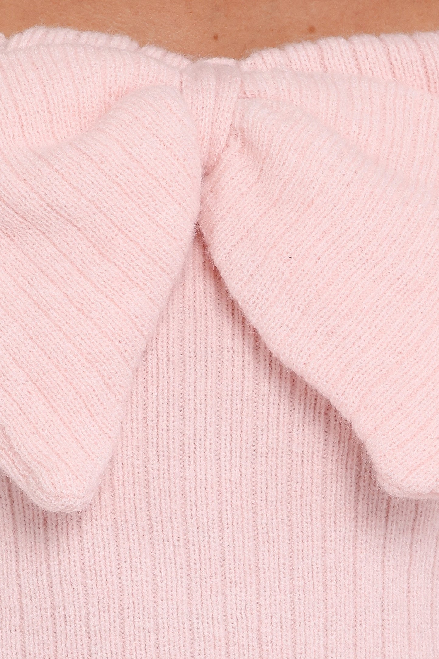 Helene Bow Off Shoulder Knit Sweater - Pink