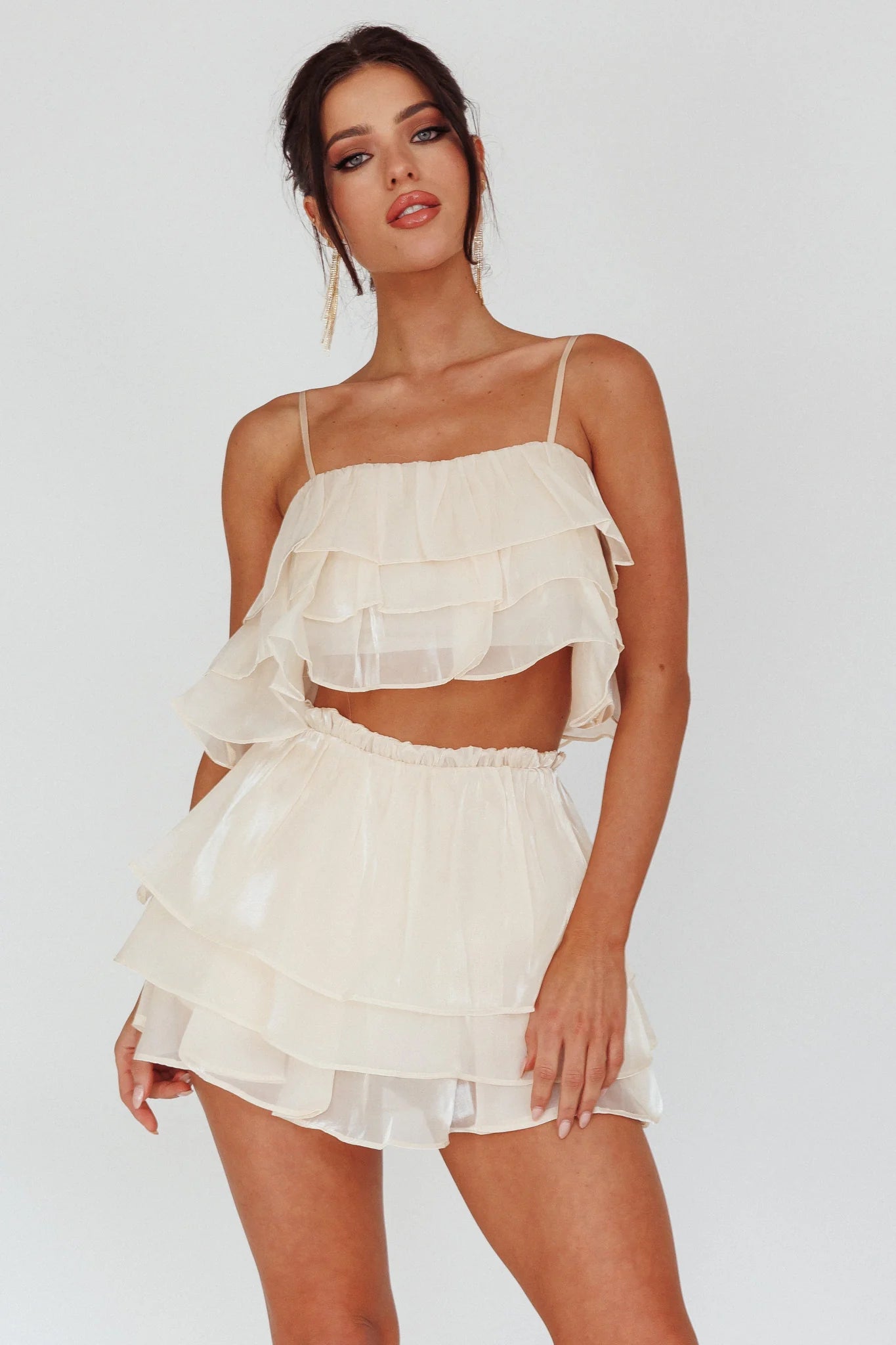 Easy To Love Layered Ruffle Shorts Cream