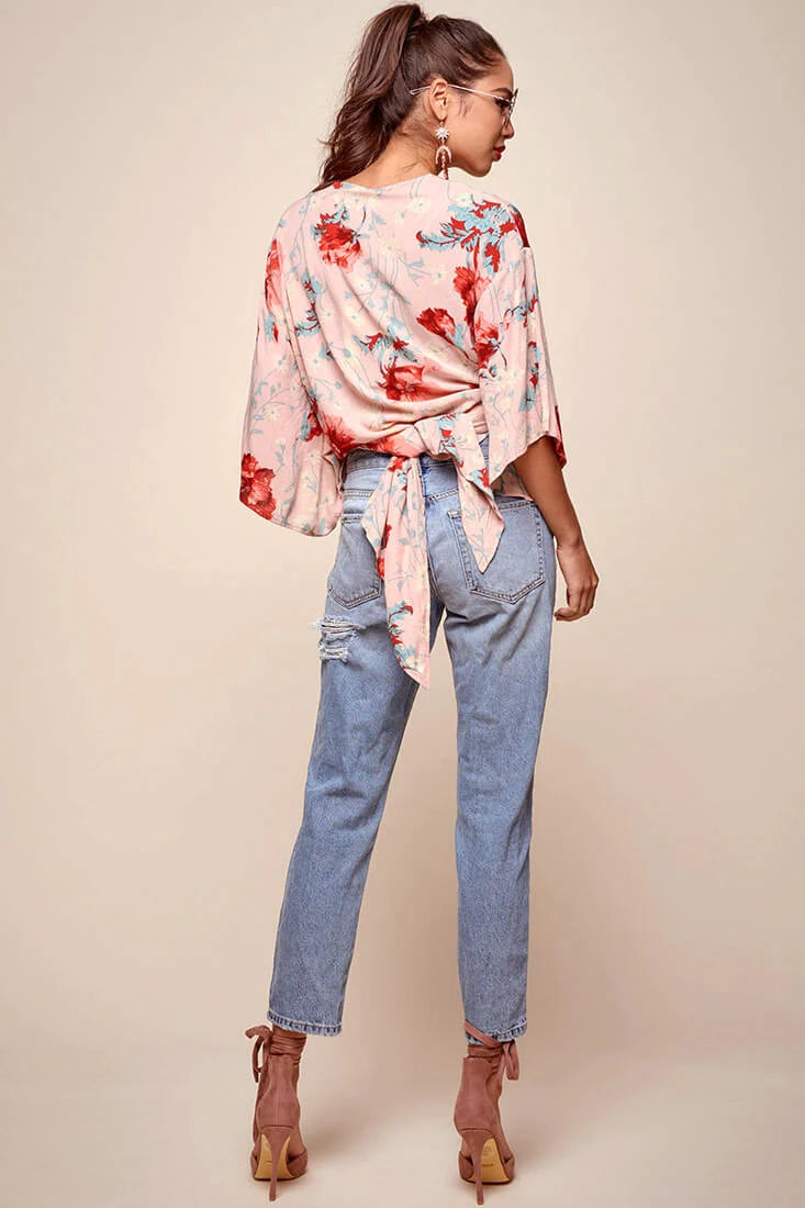 Rivera Waist Tie Floral Top Pink