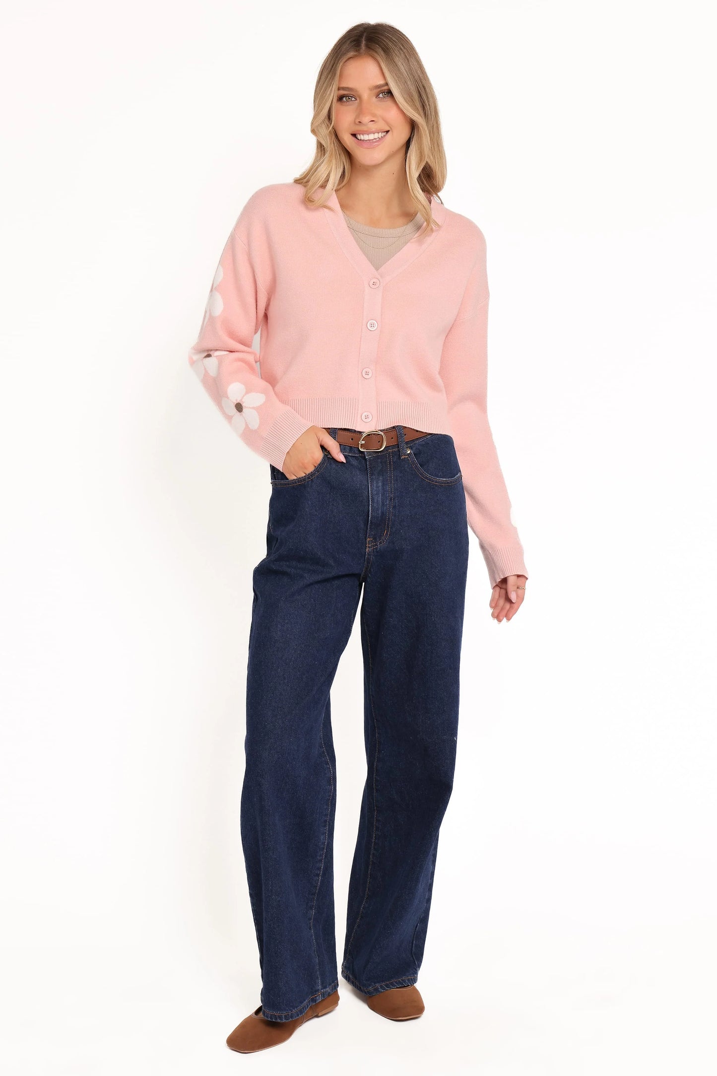 Lantana Flower Sleeve Cardigan - Pink