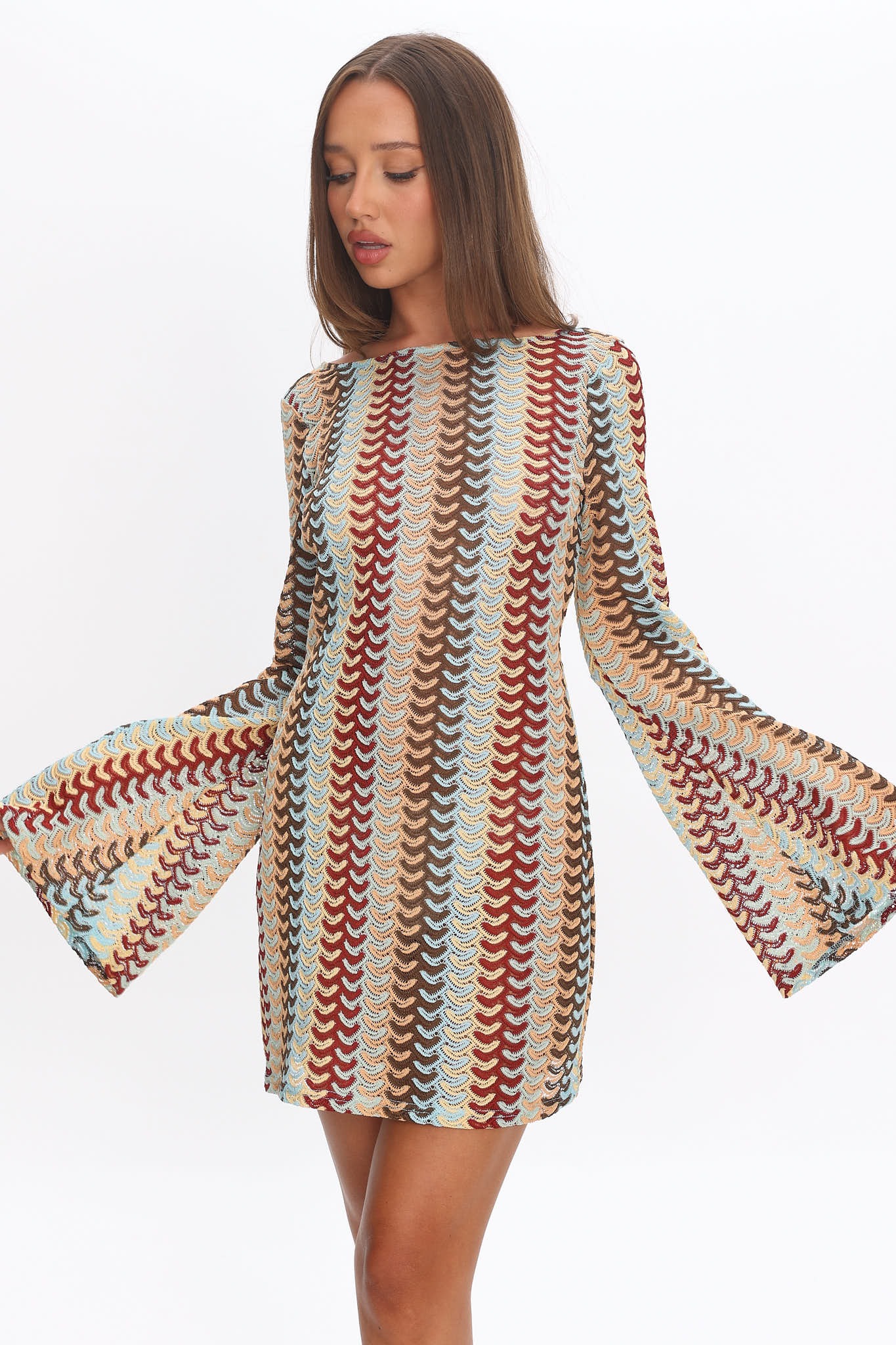 Raley Backless Crochet Mini Dress Rainbow