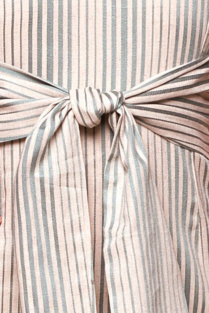Silvia Fitted Striped Bow Tie Dress Green Olive