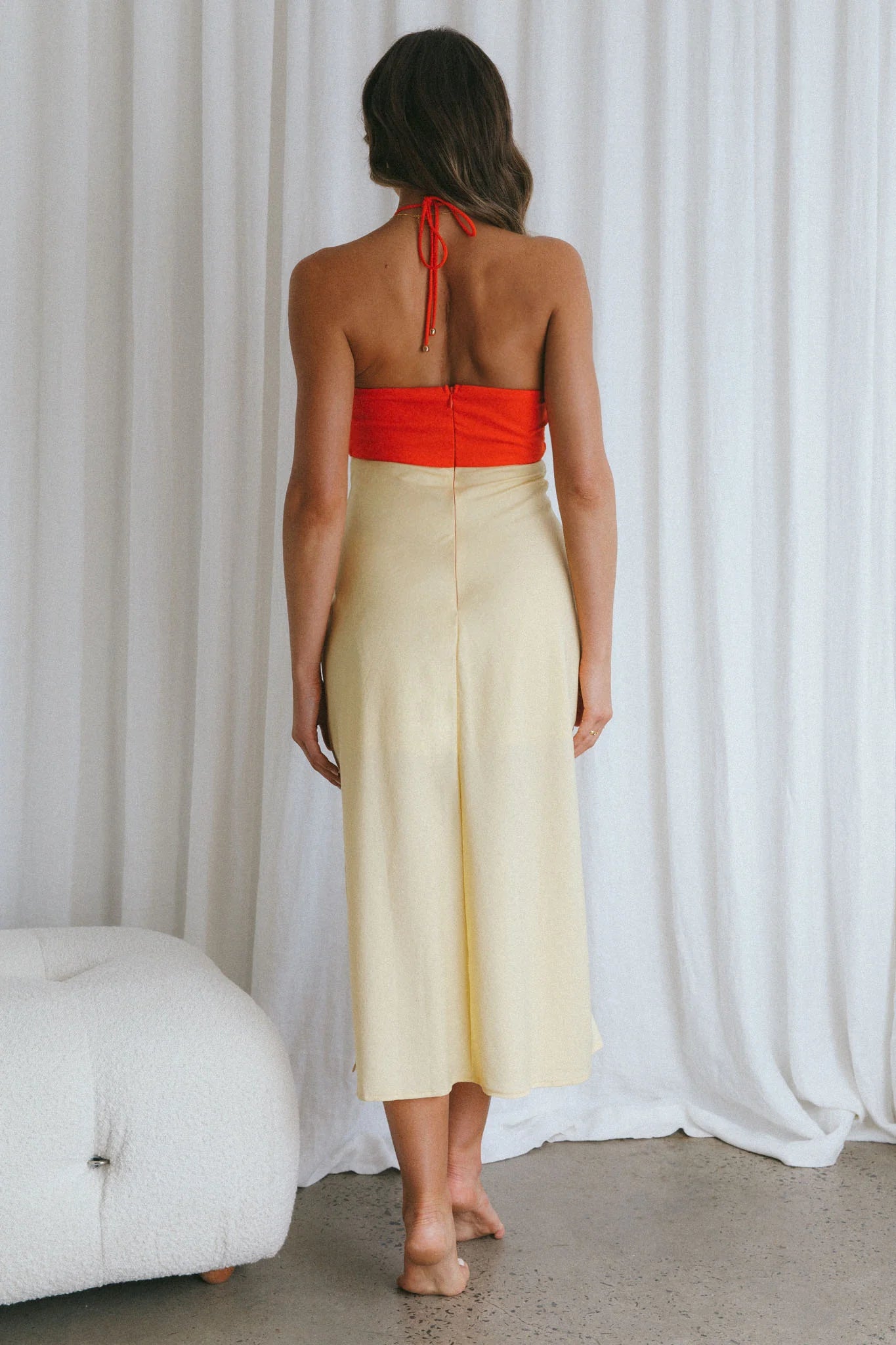 Prue Halterneck Midi Dress Orange