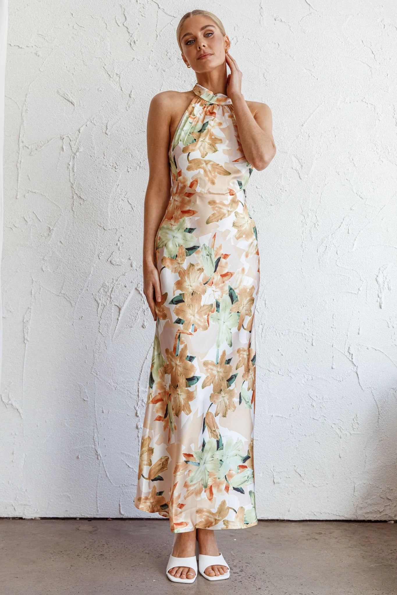 Shana Halterneck Maxi Dress Floral Yellow