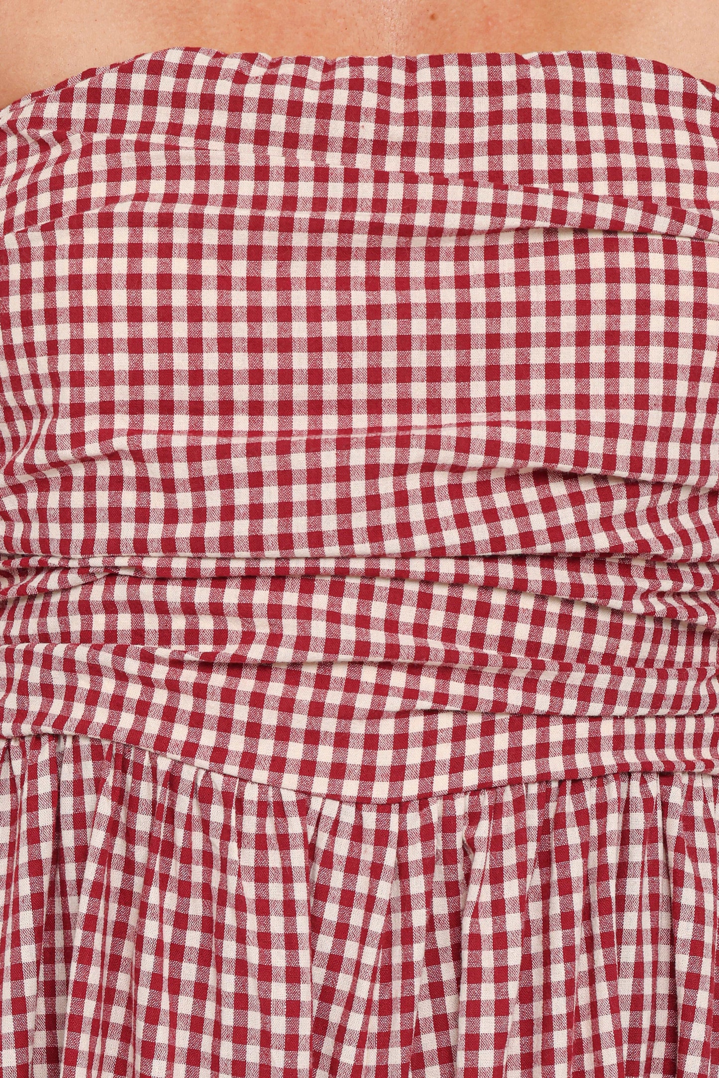 Paige Strapless Jumpsuit - Red Gingham