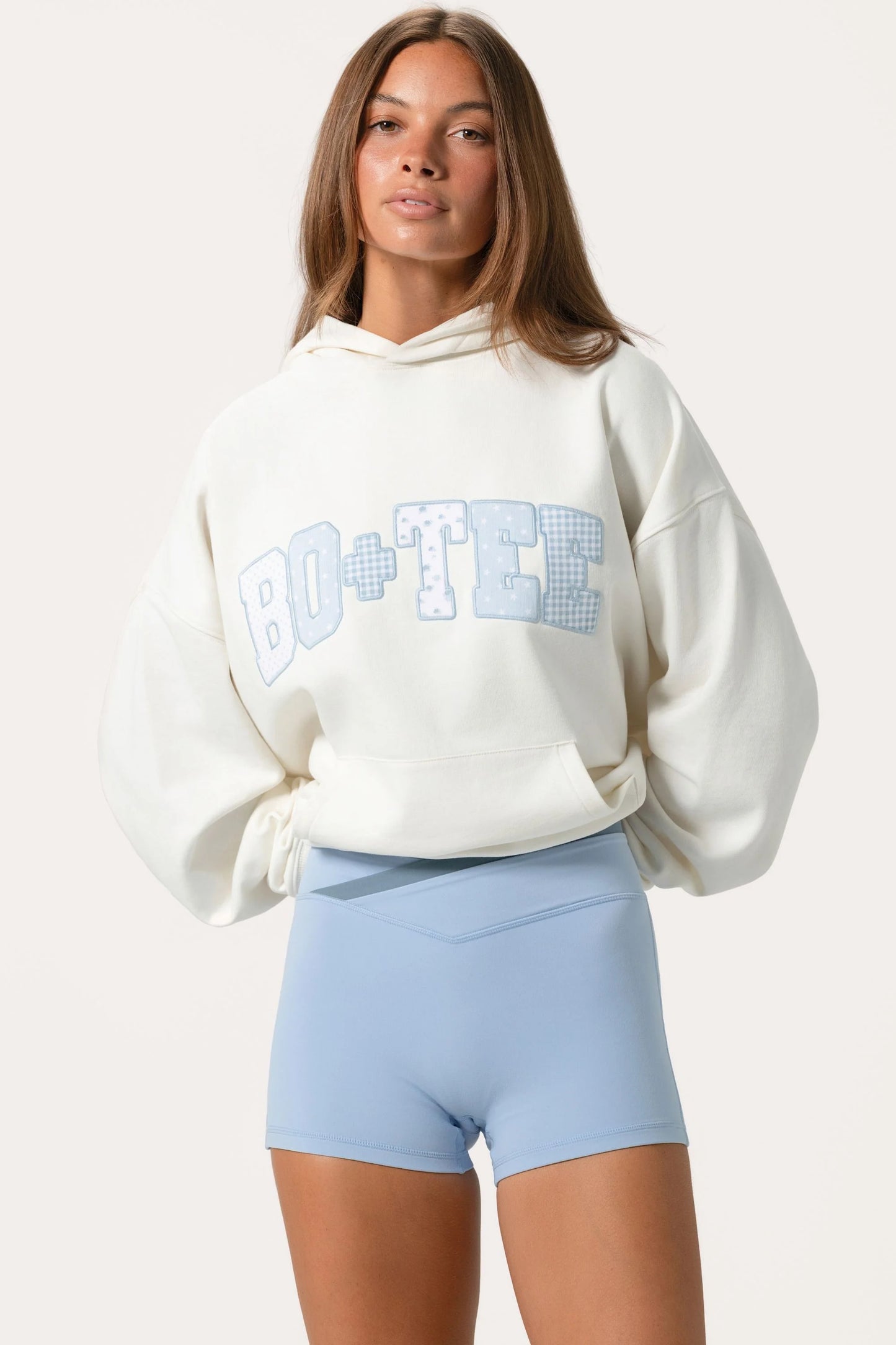 Oversized Applique Hoodie in Milk