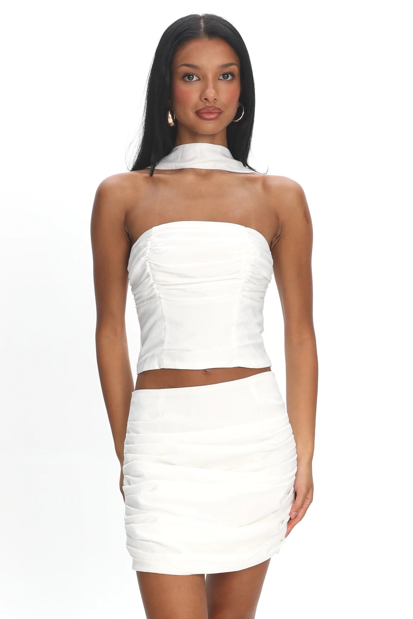 Charise Strapless Neck Tie Top Ivory