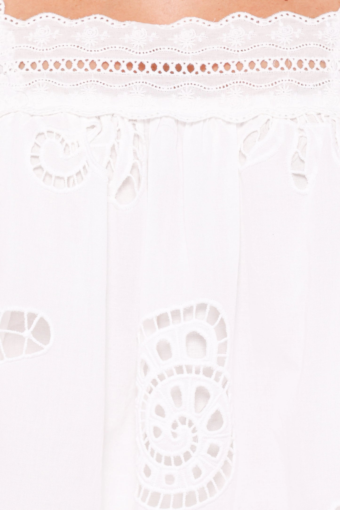 Aideen Eyelet Top - White Shell