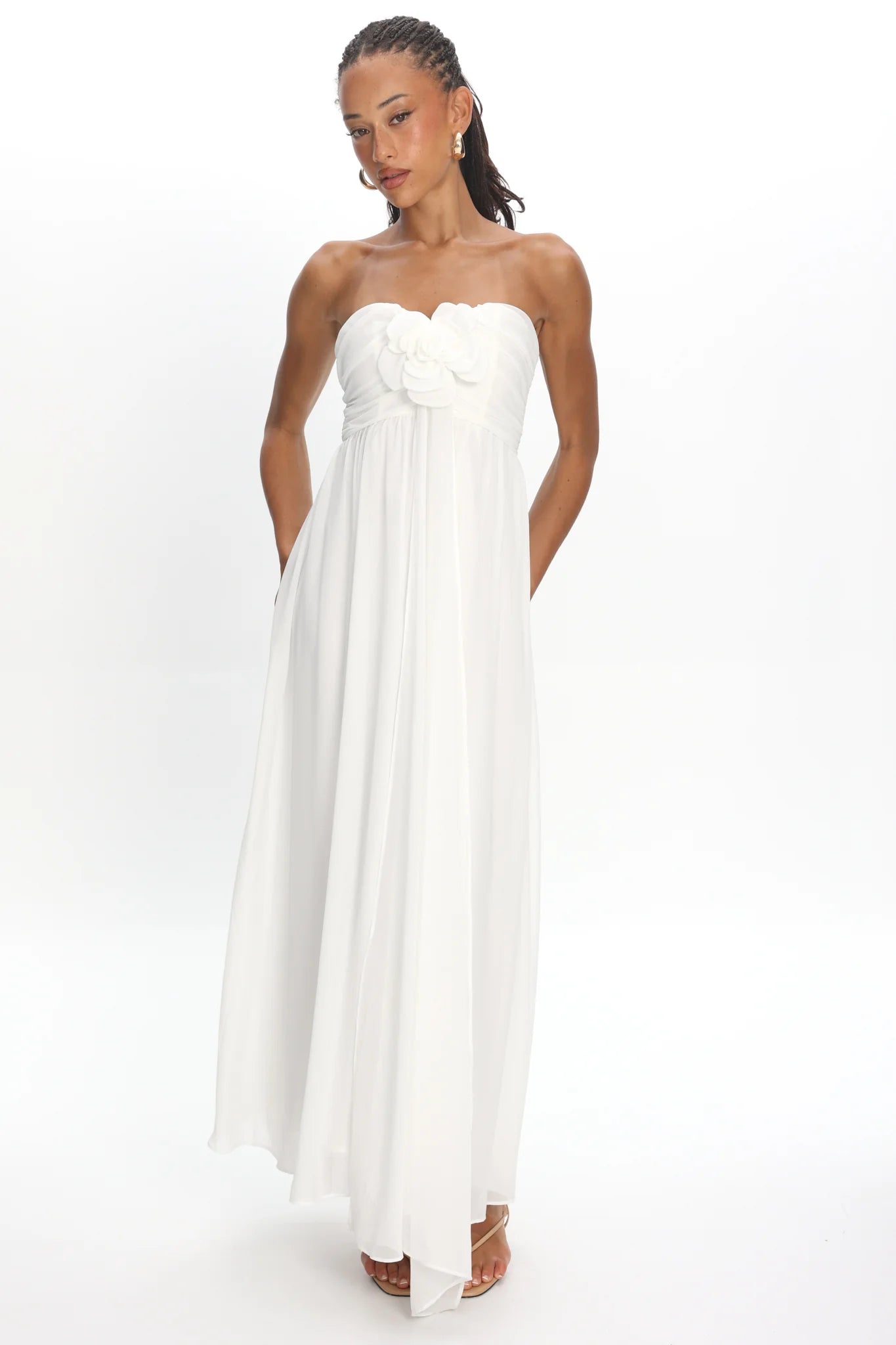 Sylvi Embellished Bust Maxi Dress Oyster