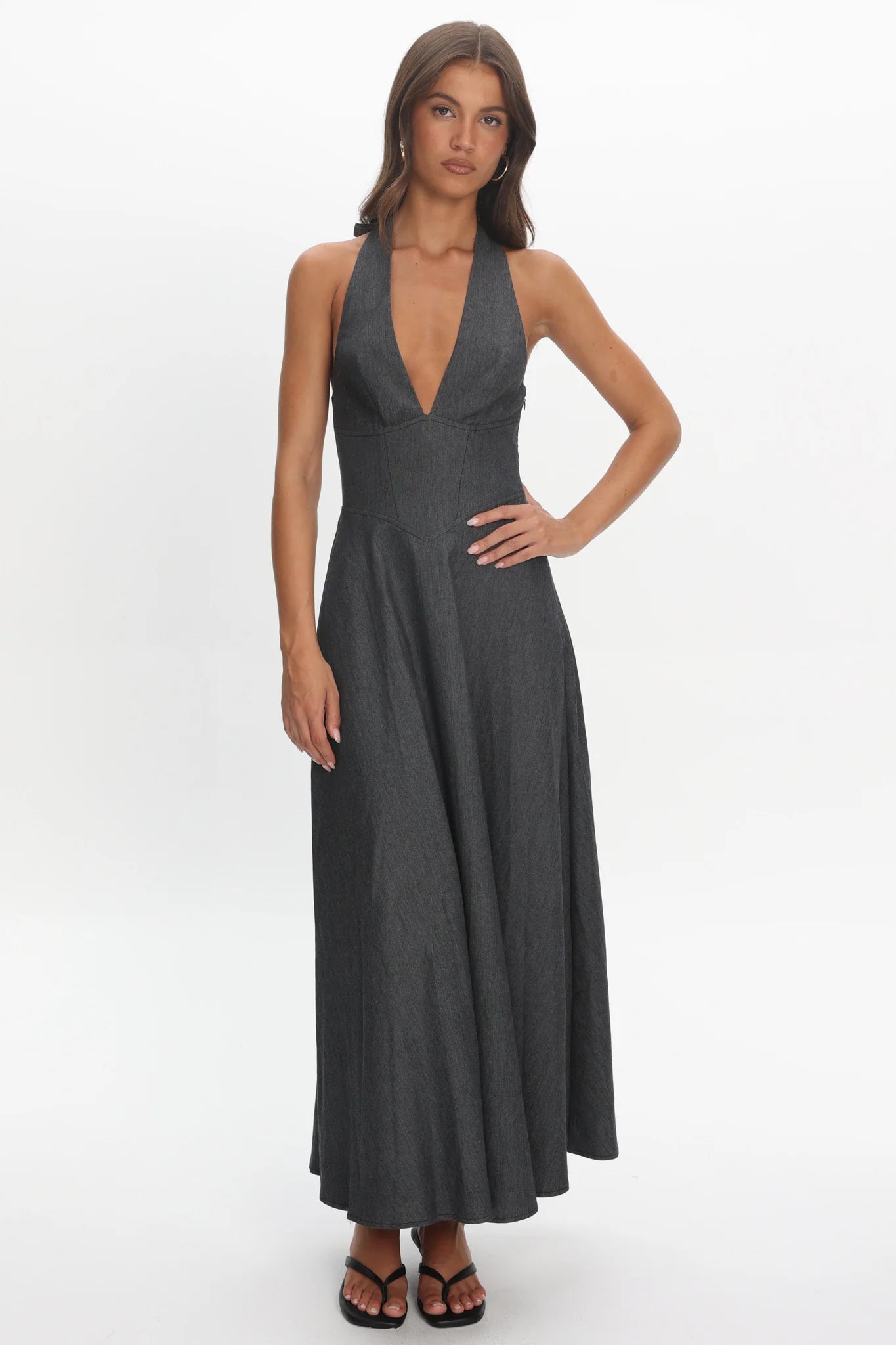 Riga Halterneck Maxi Dress Black