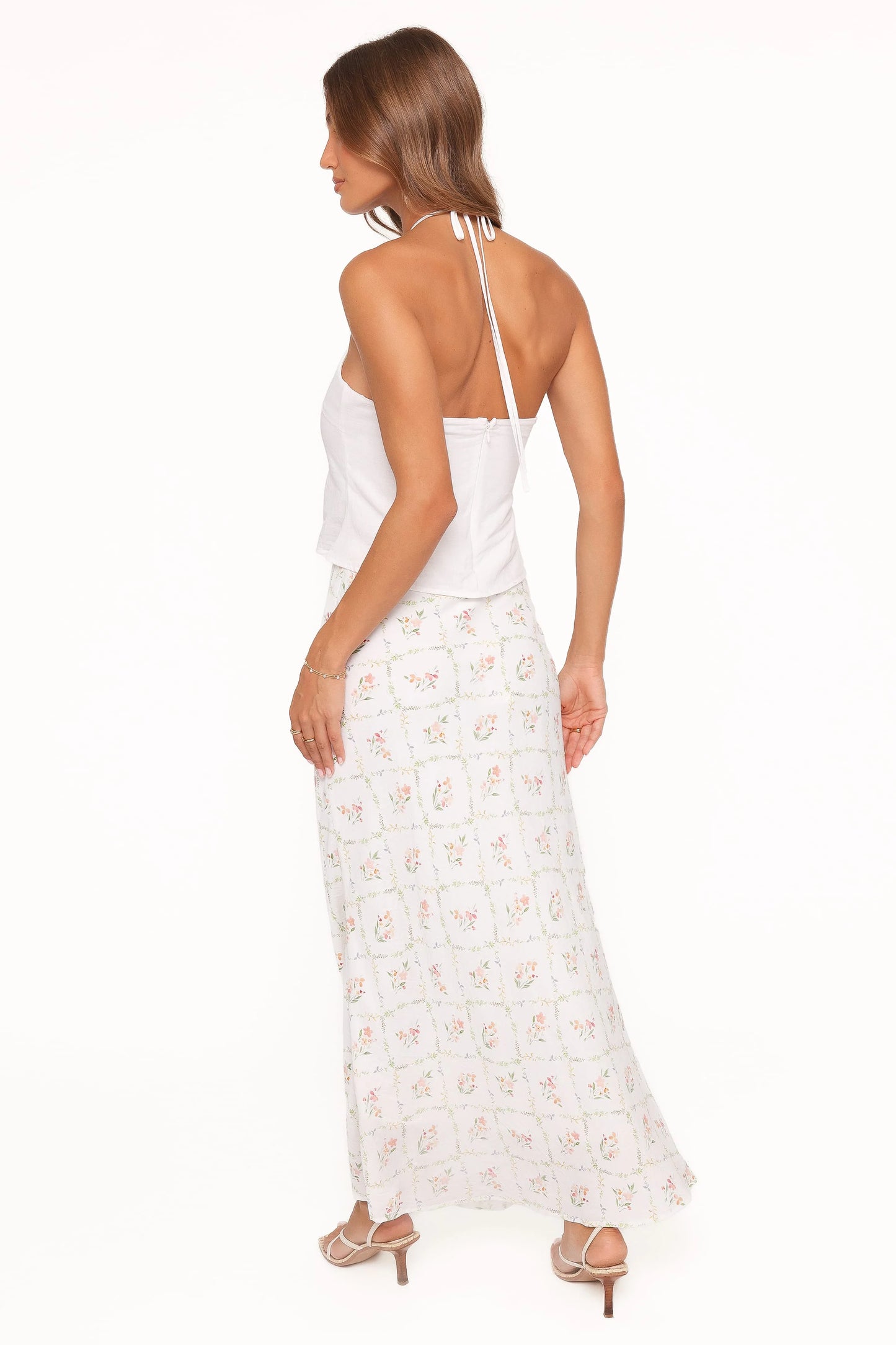 Steele Bias Maxi Skirt - White Vintage Floral