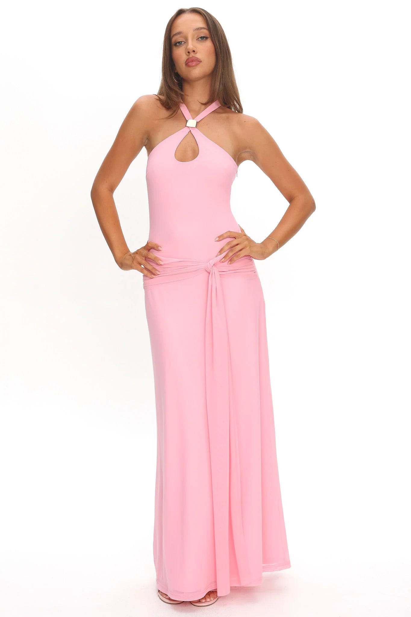 Cresida Keyhole Racerback Maxi Dress Pink