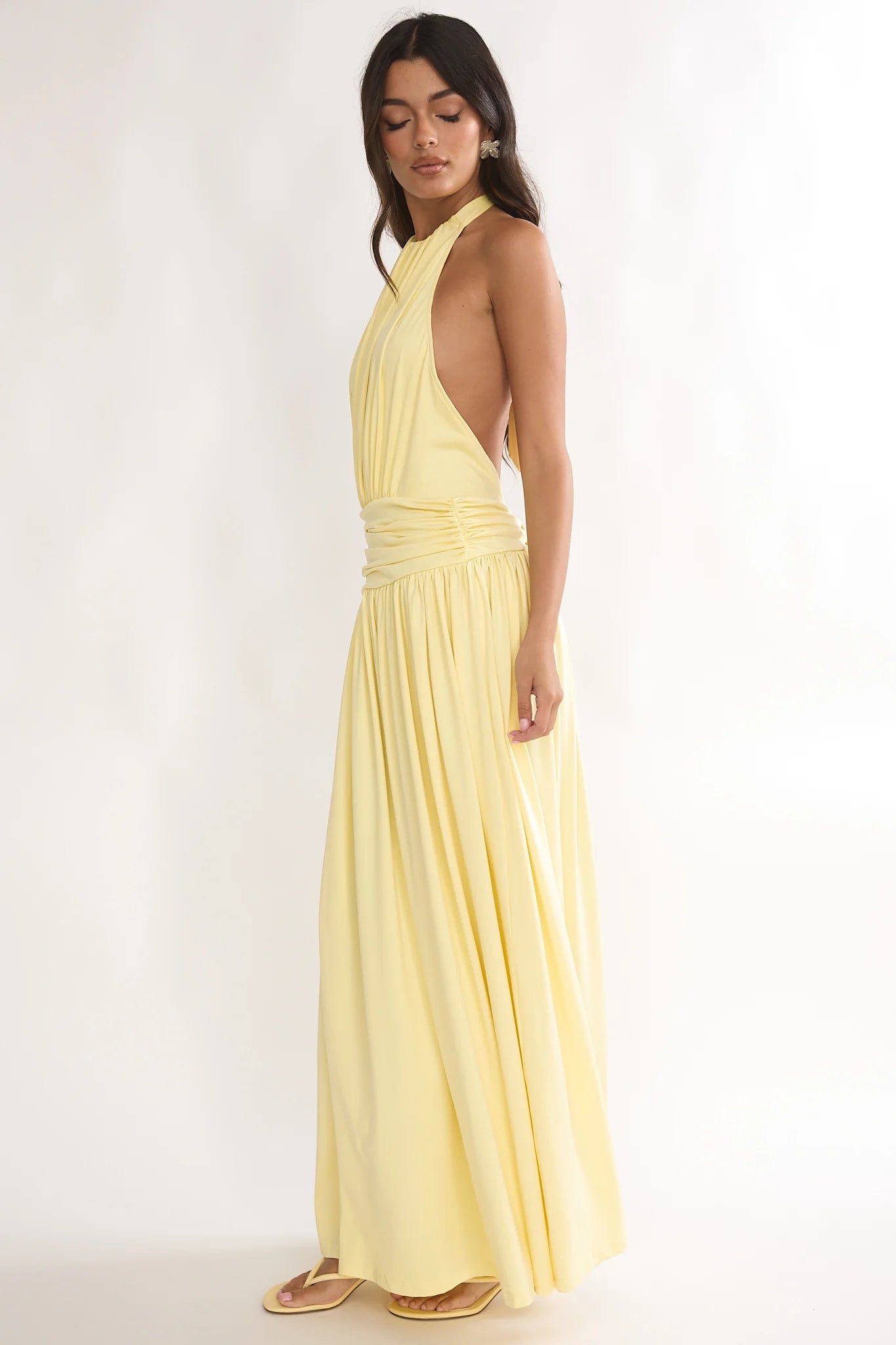 Trouville Backless Halter Maxi Dress Sunflower