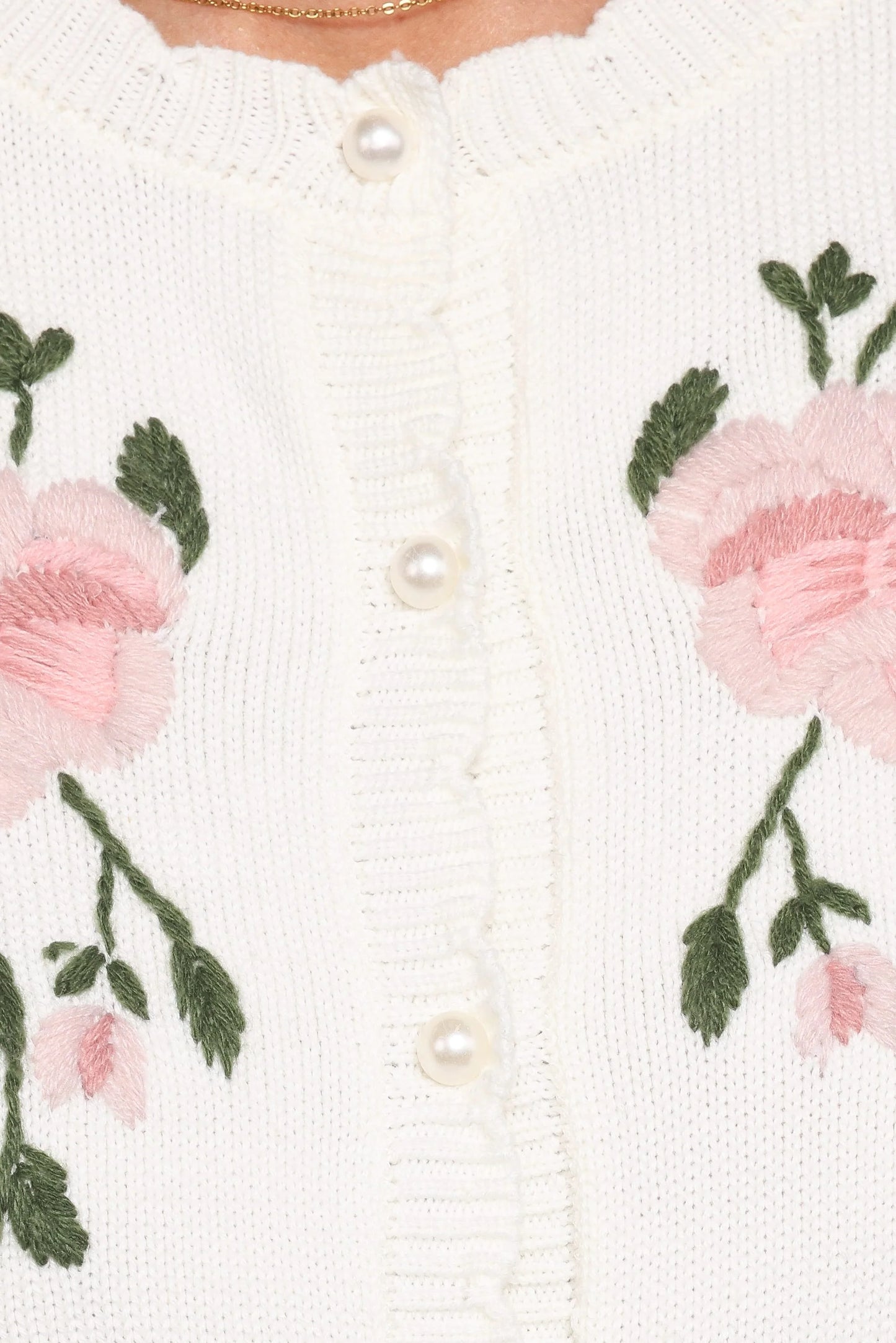 Rossi Floral Button Up Cardigan - White/Pink