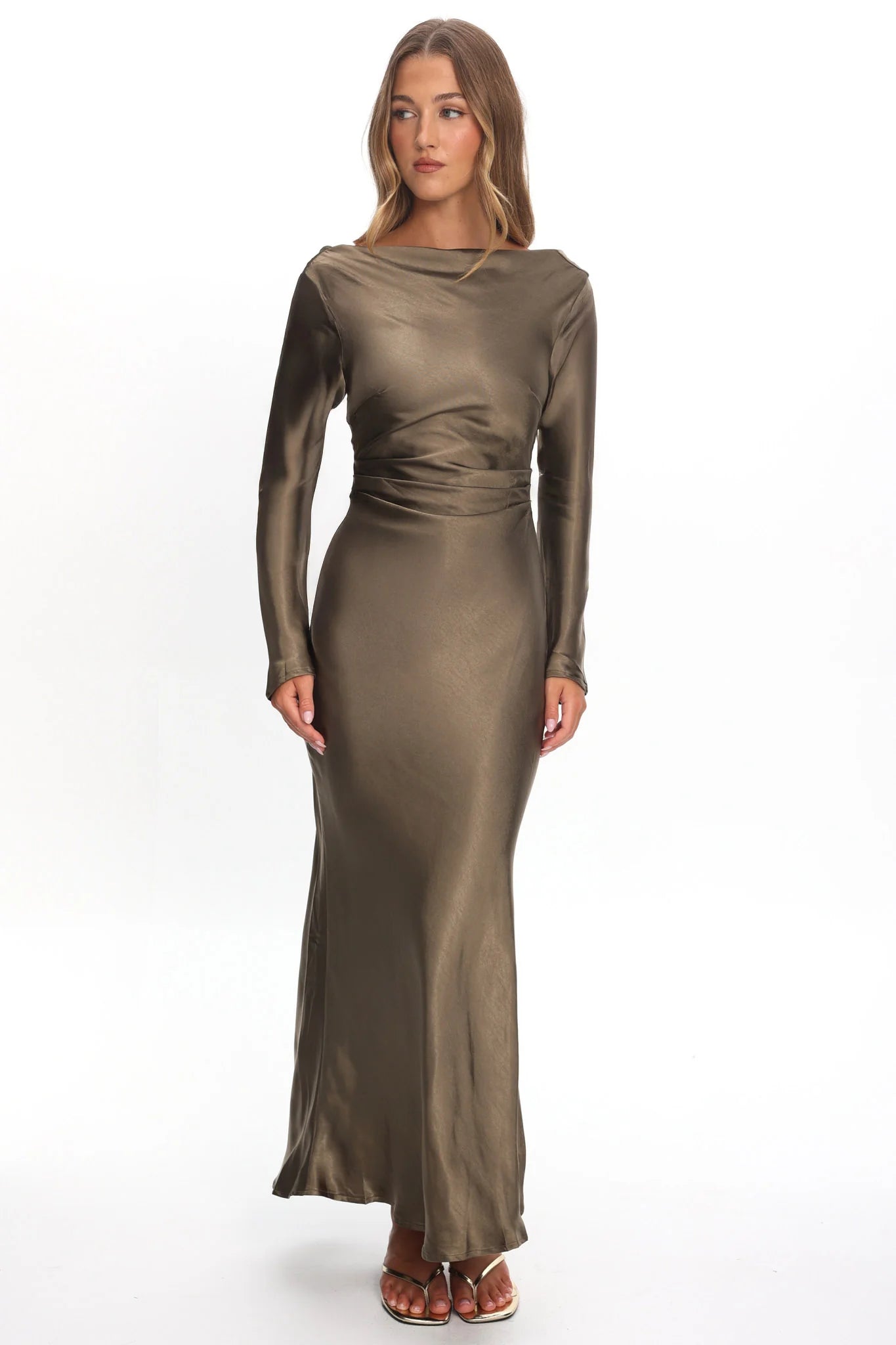 loveland cowl back midi dress Loveland Cap Sleeve Cowl Back Midi Dress Sage