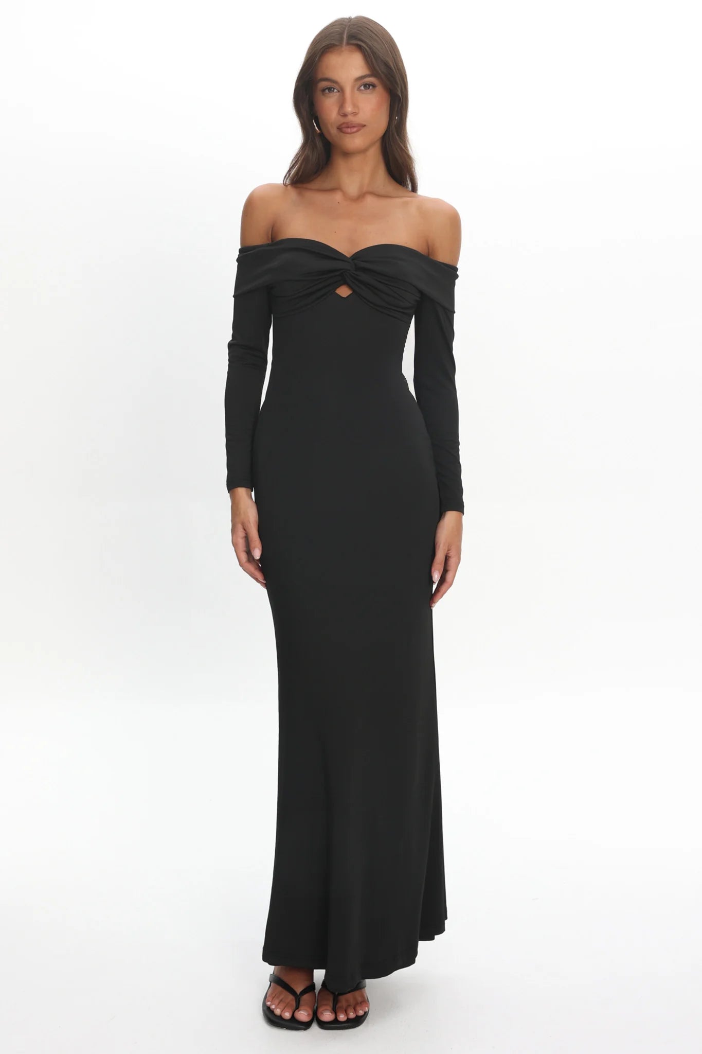 Oliana Twist Bust Maxi Dress Black