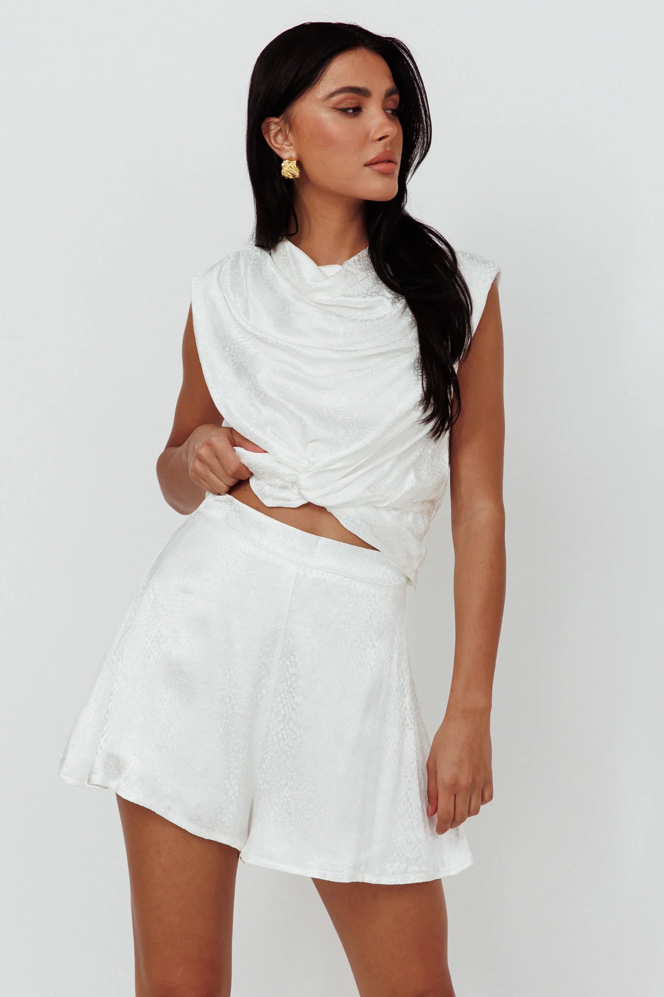 Cruising Twist Waist Top White