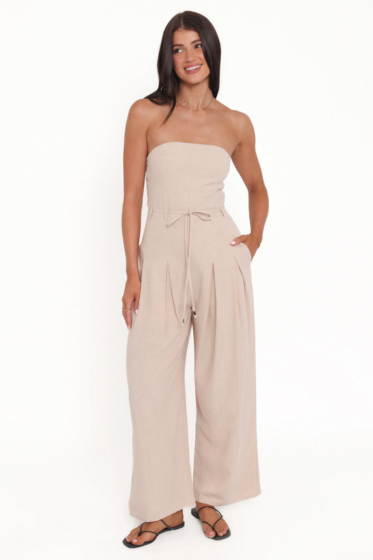 Calliope Tie Waist Jumpsuit - Wheat