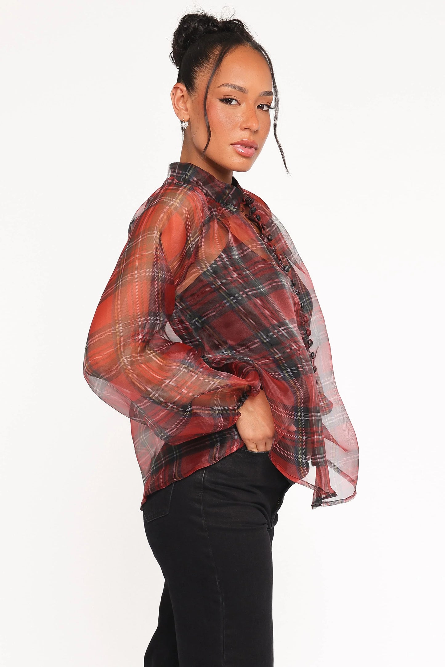 Marni Organza Top - Red Plaid