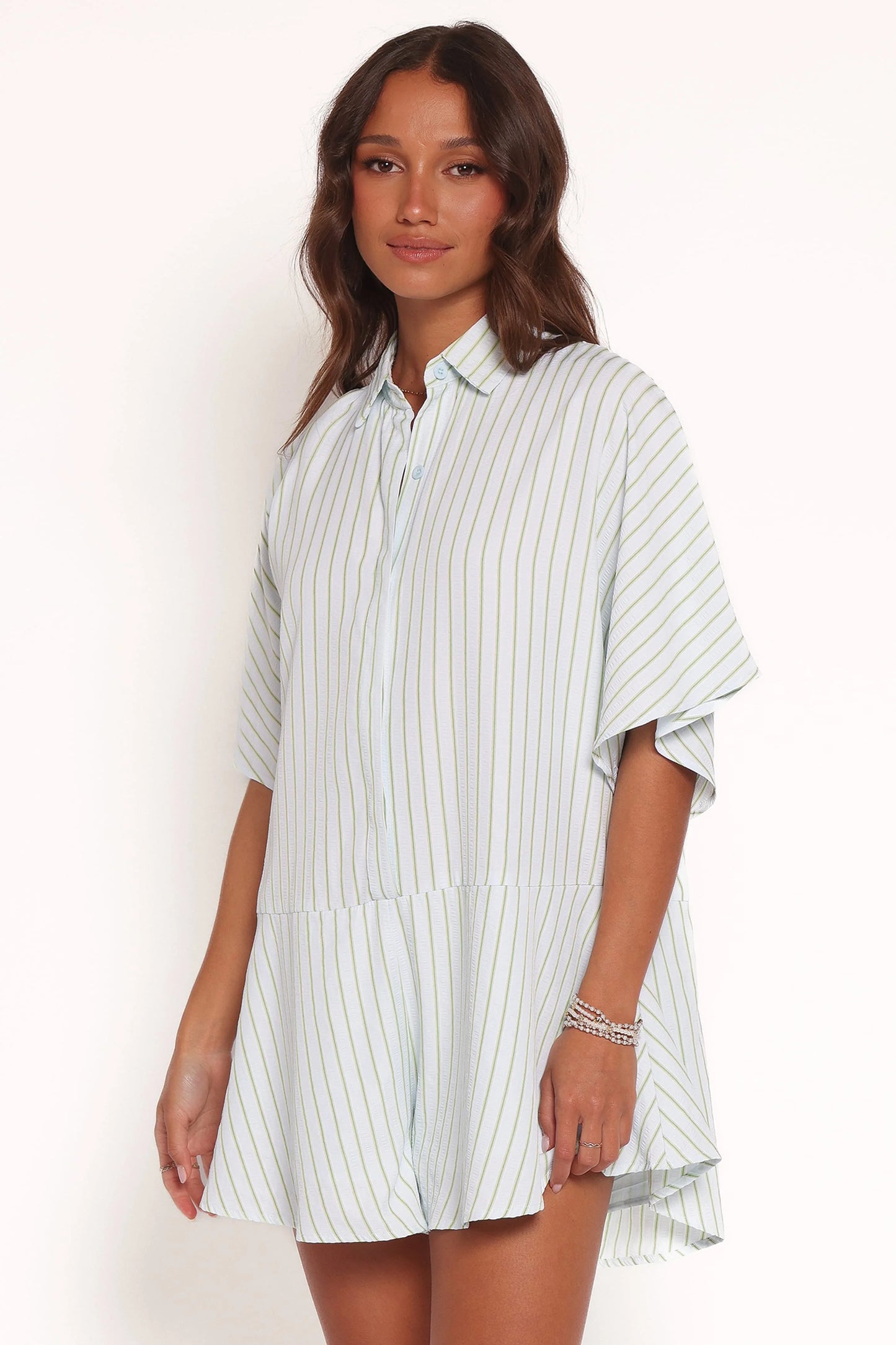 Sebastian Romper - Green Blue Stripe