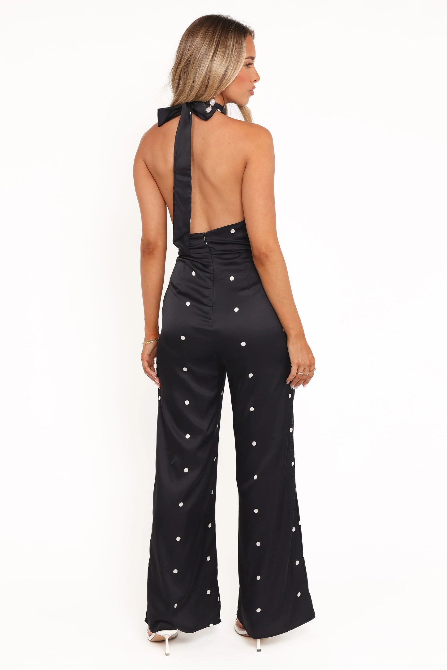 Bentley Halterneck Jumpsuit - Black Polka Dot