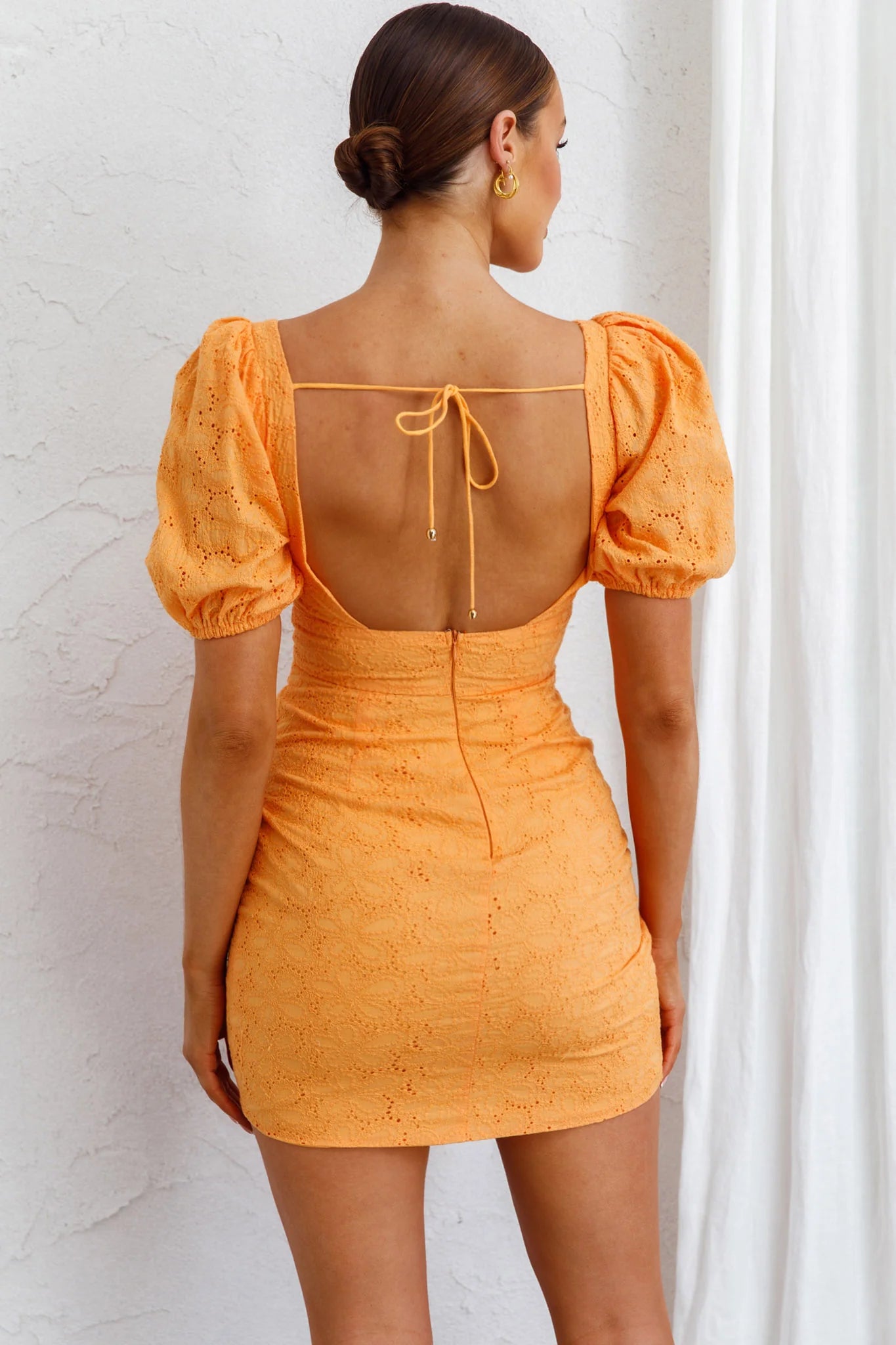 Santa Cruz Sun Puff Sleeve Eyelet Dress Mango