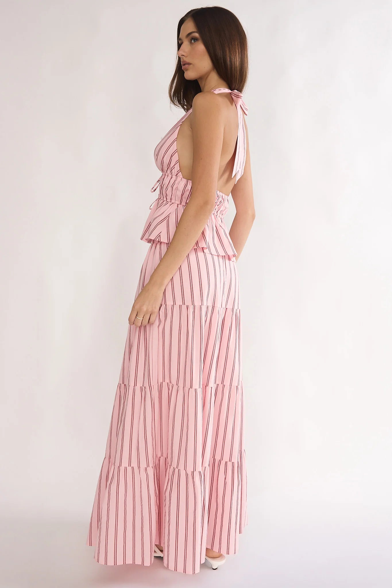 Under The Moons A-Line Maxi Skirt Stripe Pink