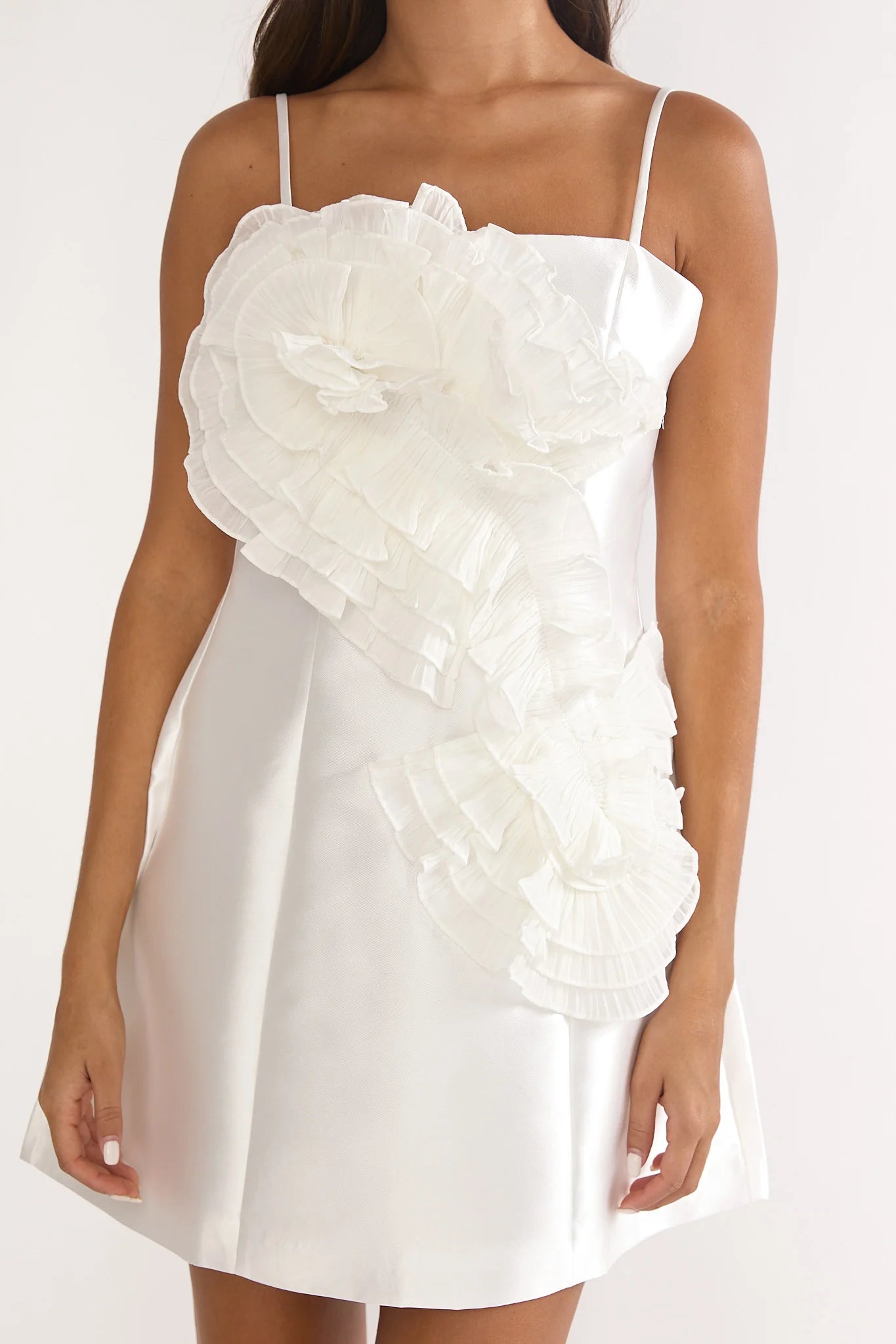 Cosmique 3D Ruffle Design Mini Dress White