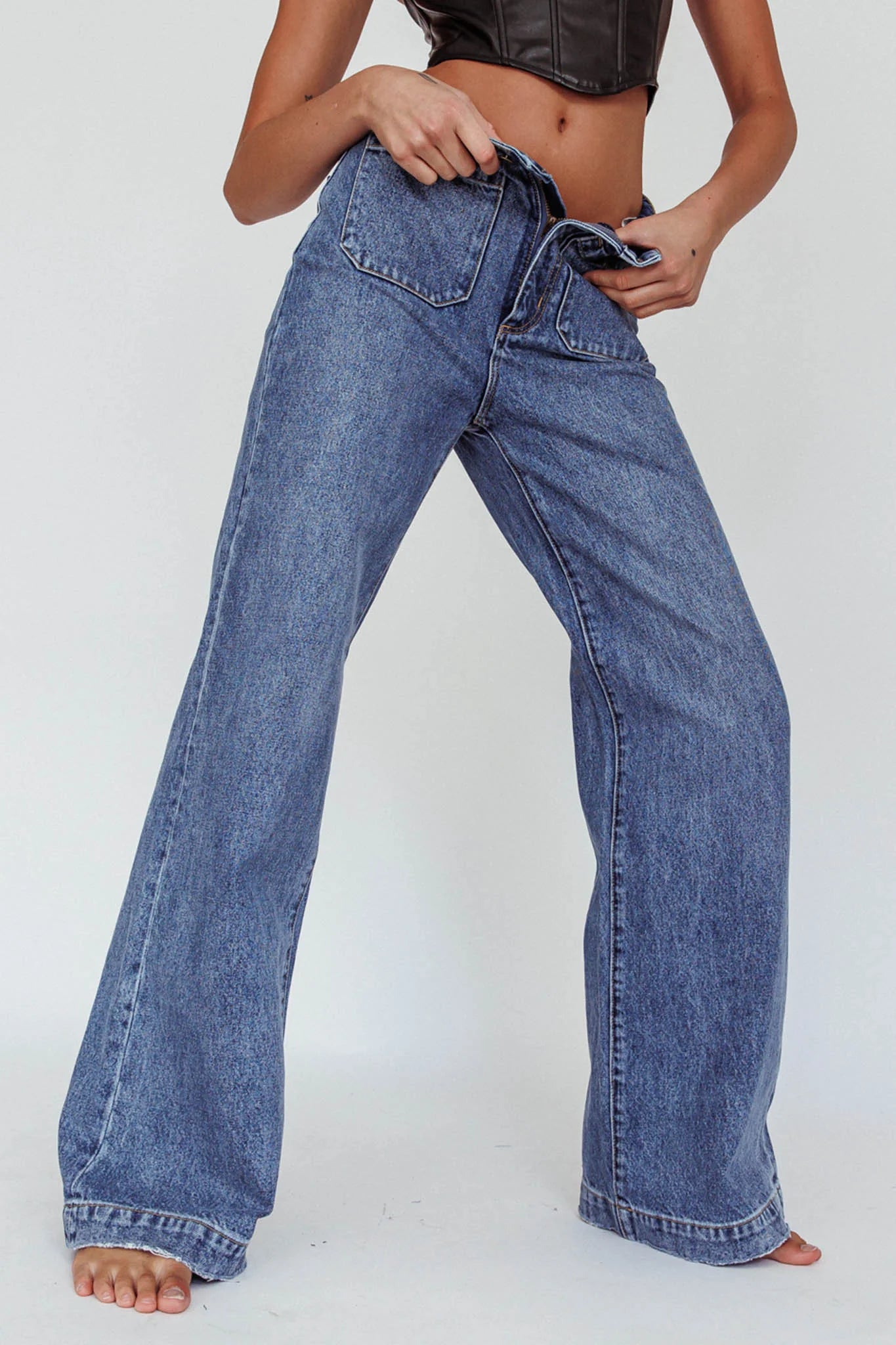 ROLLA'S Sailor Jean Long Janet Recycled Mid Vintage Blue