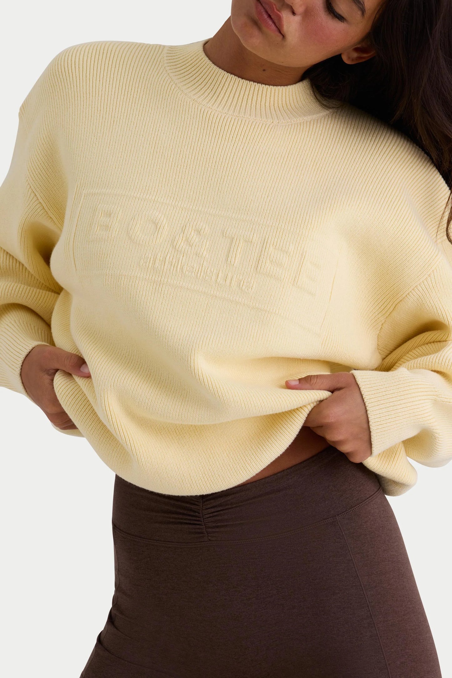 Ribbed Knit Oversized Jumper in Lemon