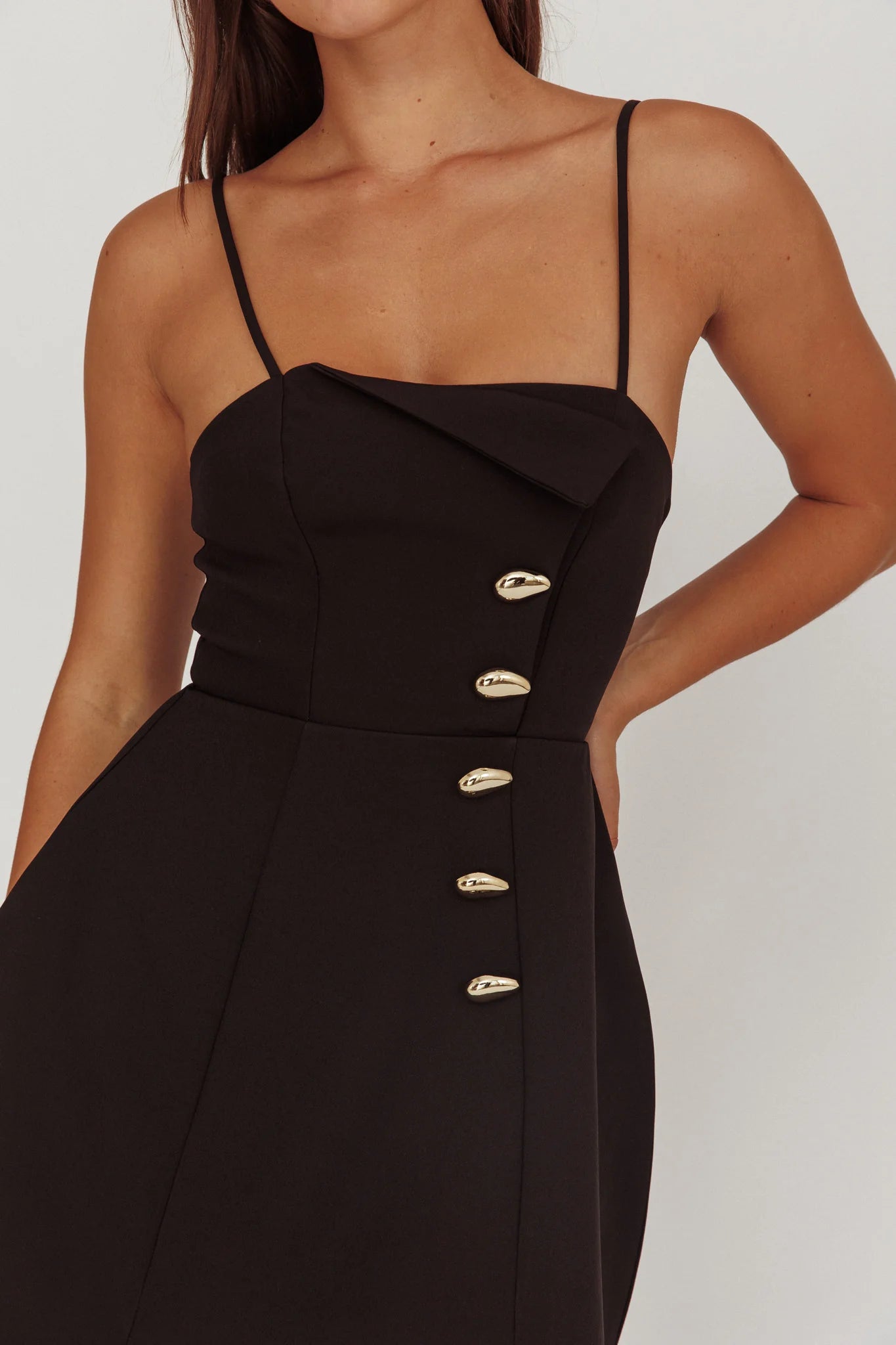 Captivated Button Feature Mini Dress Black