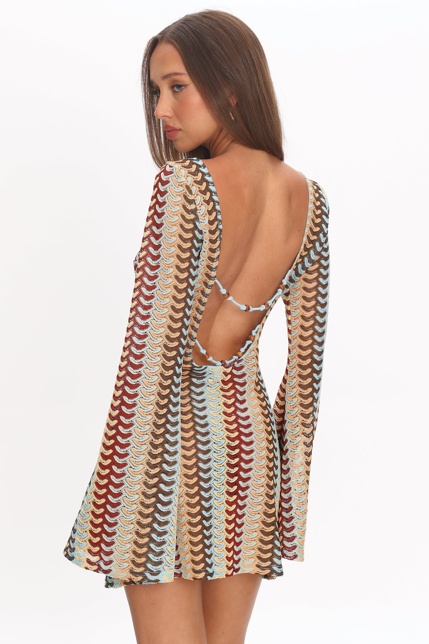 Raley Backless Crochet Mini Dress Rainbow