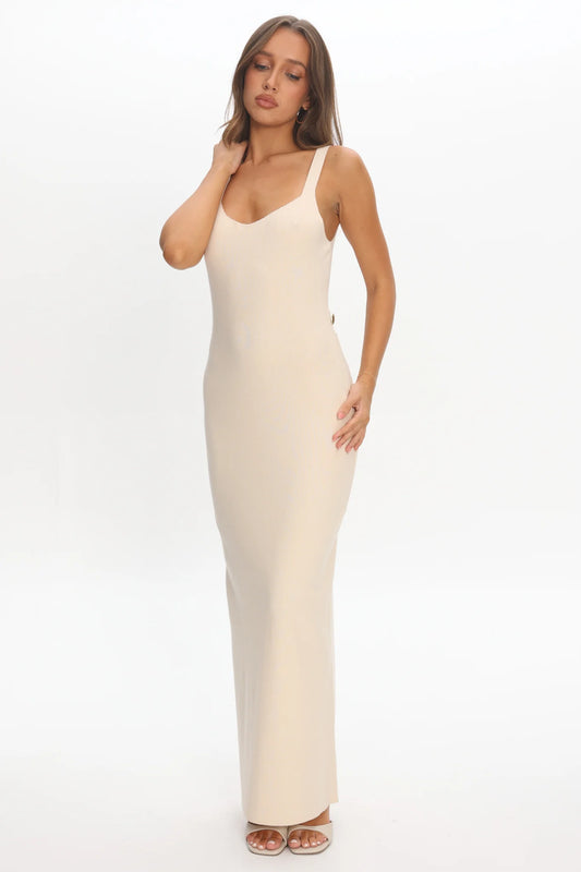 Fall Moon Cut-Out Back Maxi Dress Ivory