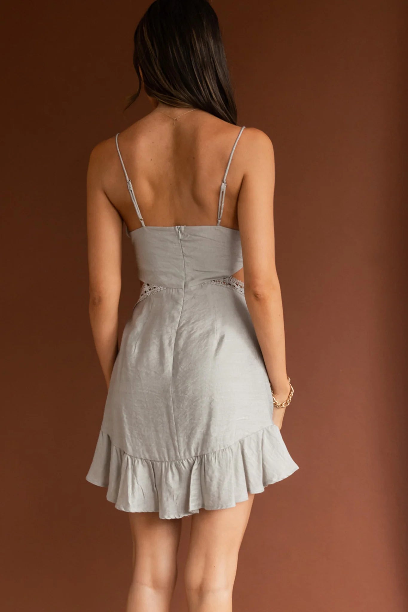 Santorini Sunset Cami Strap Cut-Out Dress Avocado