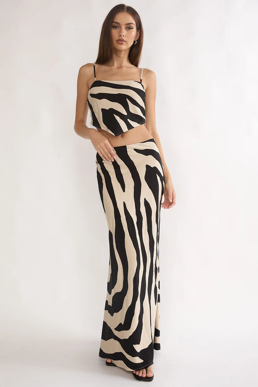 Blythe Maxi Skirt Zebra Black