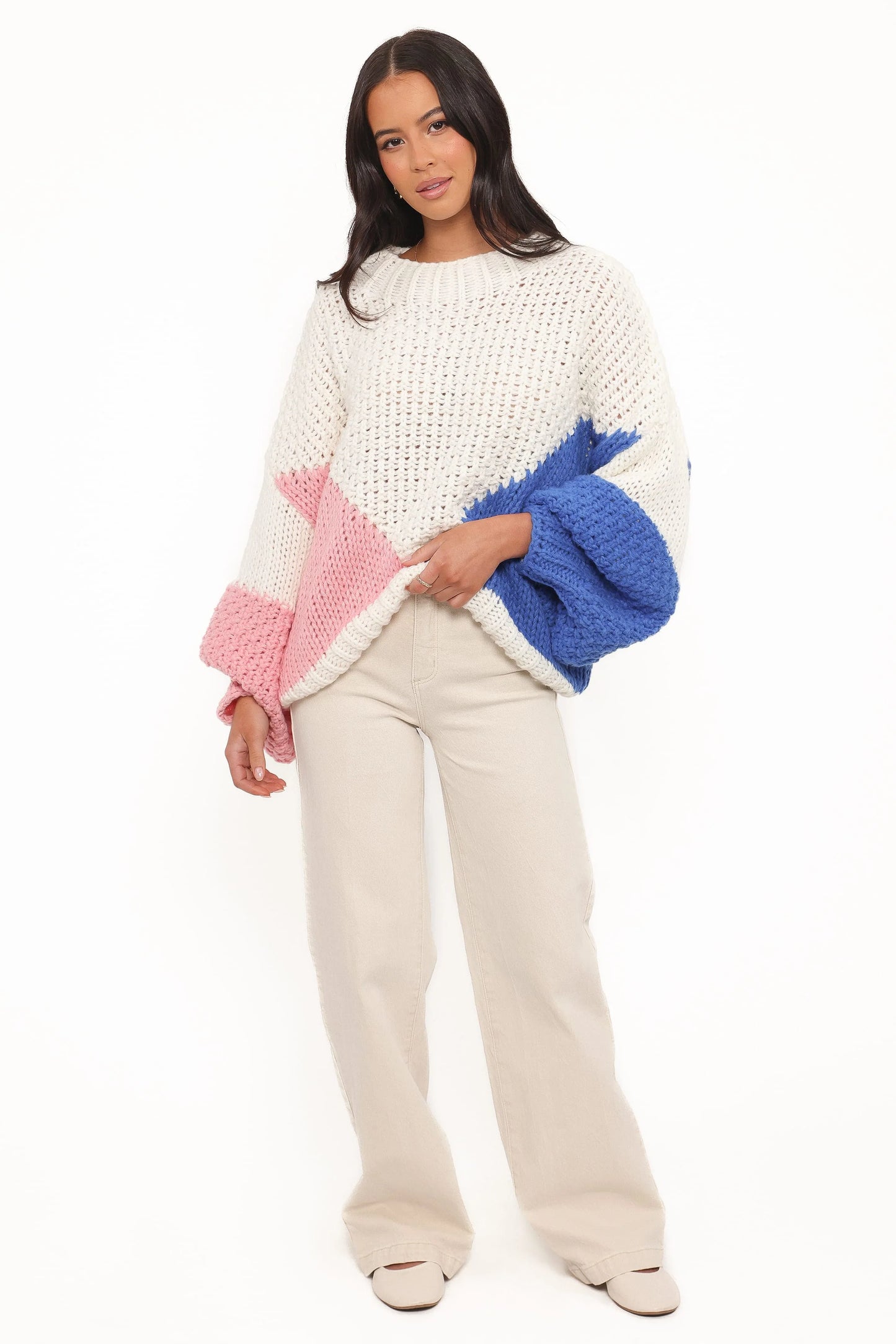 Koda Pattern Knit Sweater - White Multi
