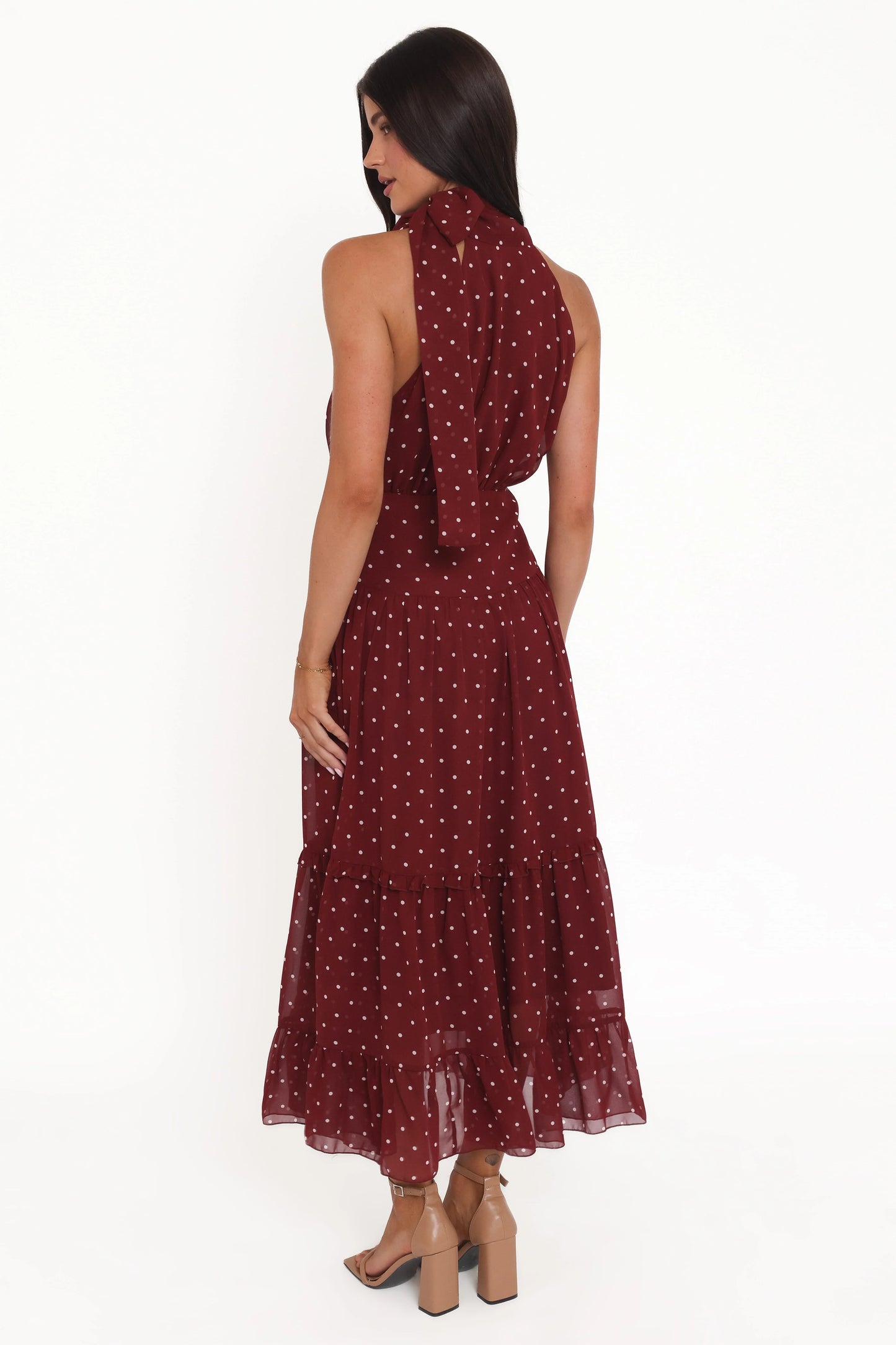 Leona Halterneck Maxi Dress - Red Polka Dot